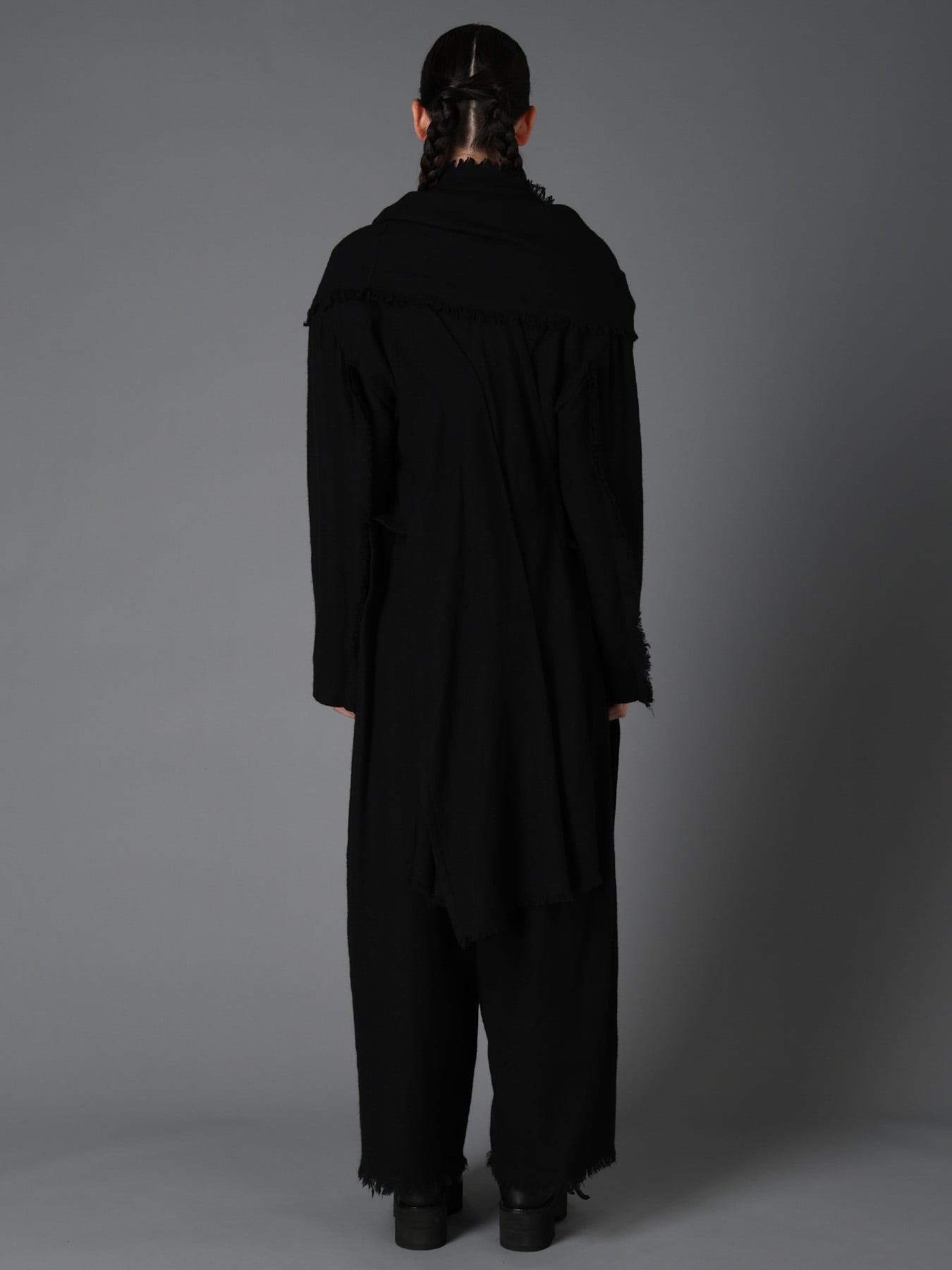 HERRINGBONE SCARF COLLAR COAT(S Black): LIMI feu｜THE SHOP YOHJI