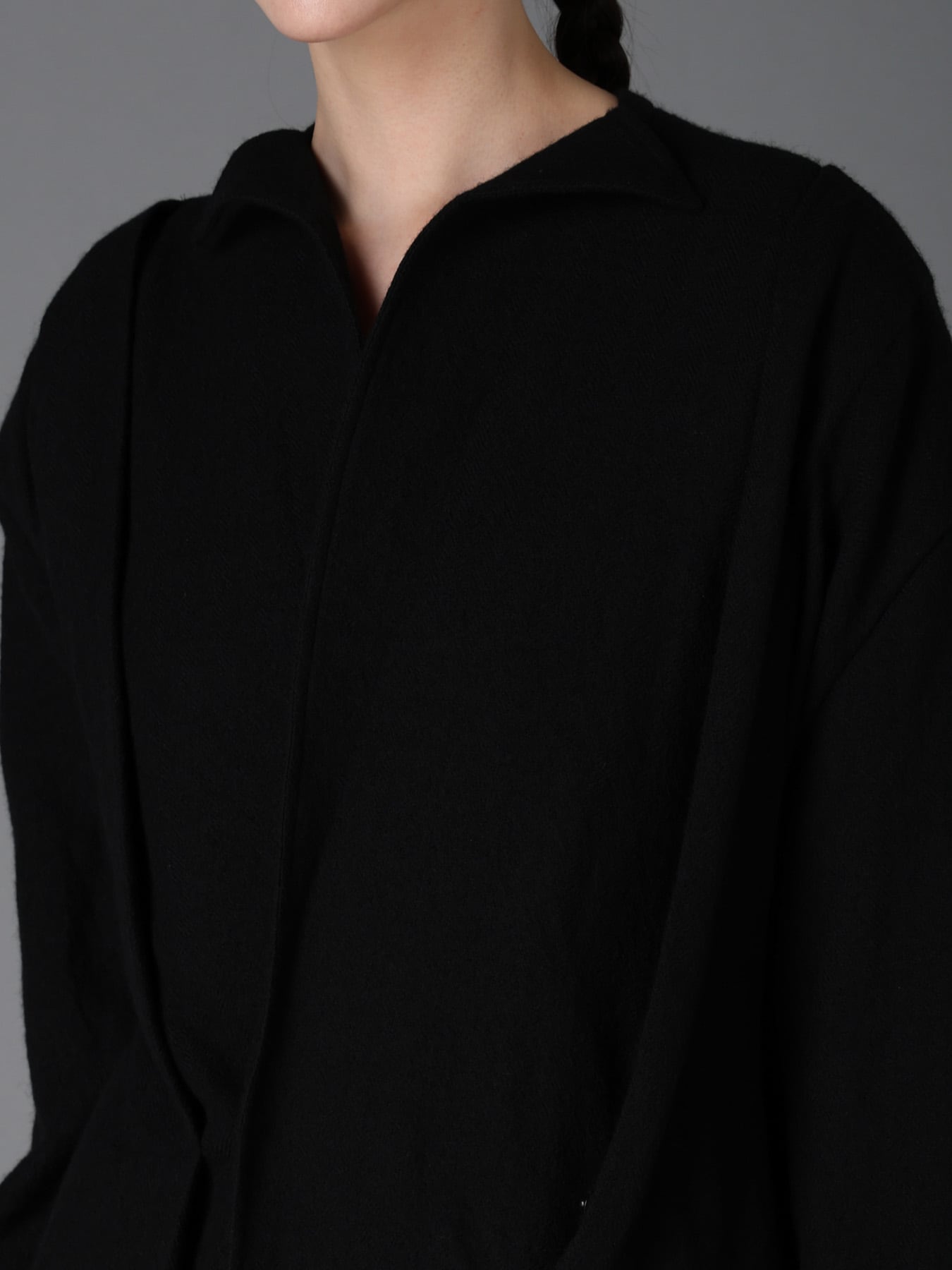 HERRINGBONE SCARF COLLAR COAT
