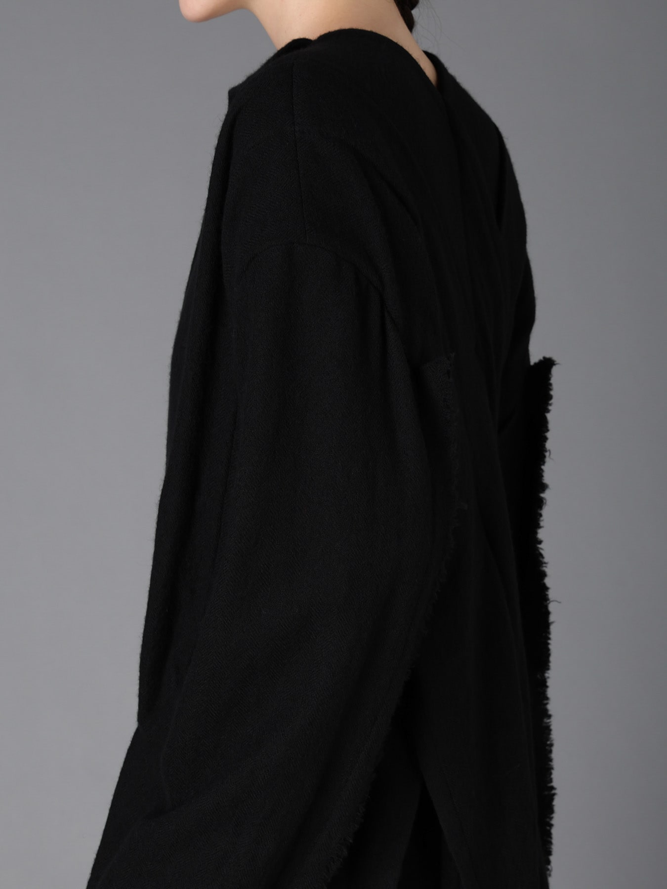 HERRINGBONE SCARF COLLAR COAT