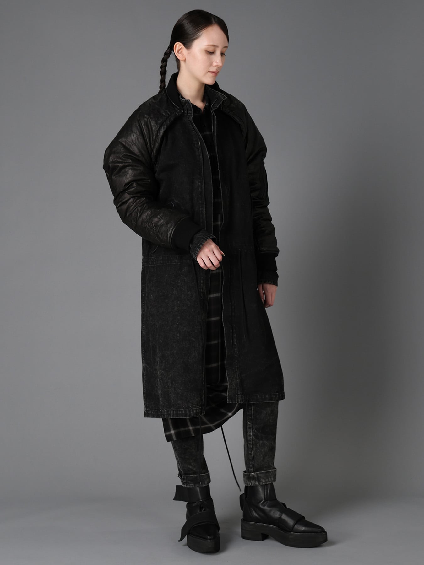 CHEMICAL BLEACHED DENIM MODS COAT(S Black): LIMI feu｜THE SHOP