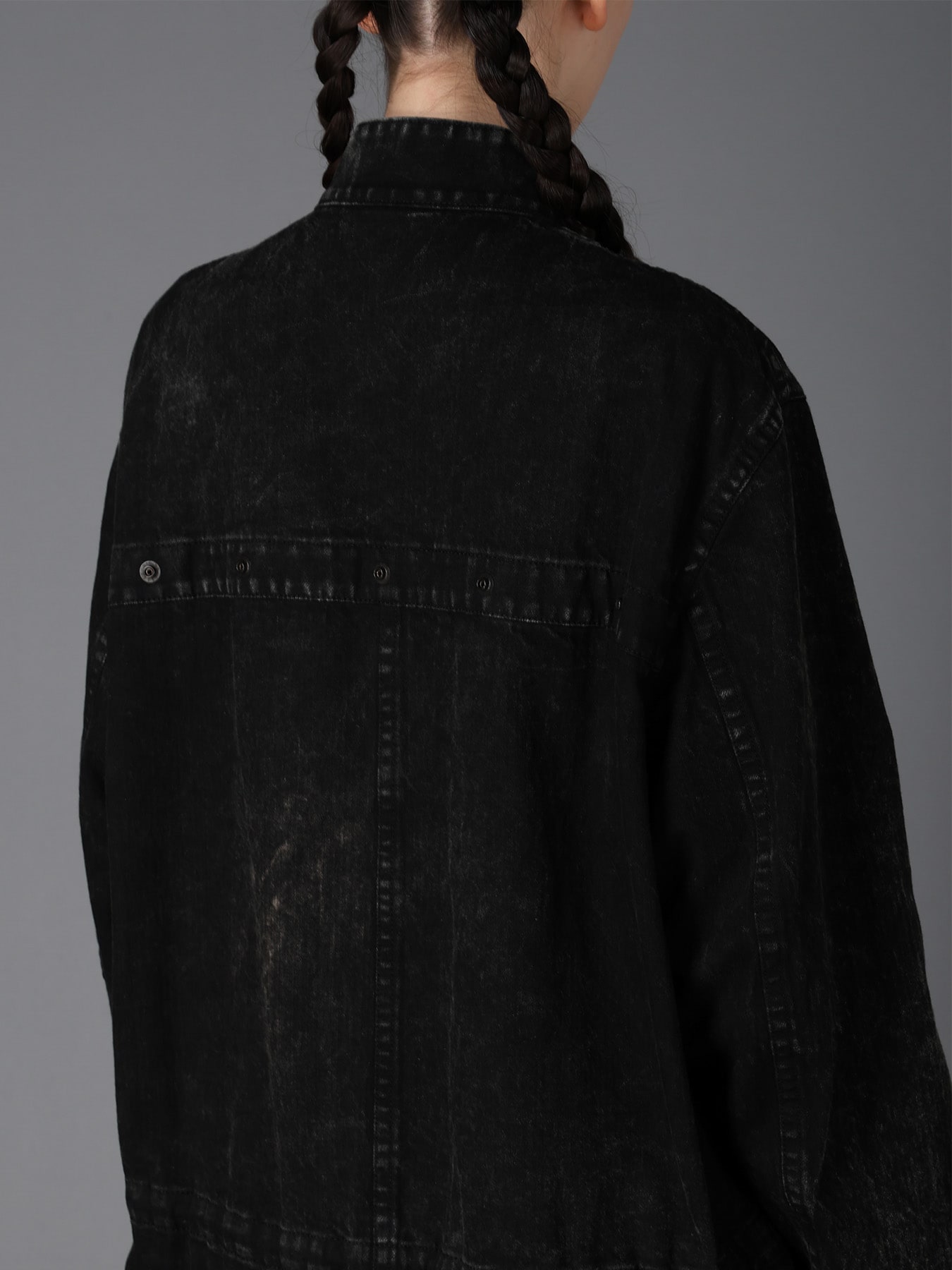 CHEMICAL BLEACHED DENIM MODS COAT(S Black): LIMI feu｜THE SHOP