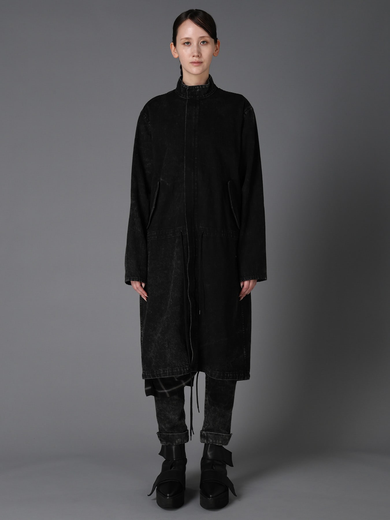 CHEMICAL BLEACHED DENIM MODS COAT(S Black): LIMI feu｜THE SHOP