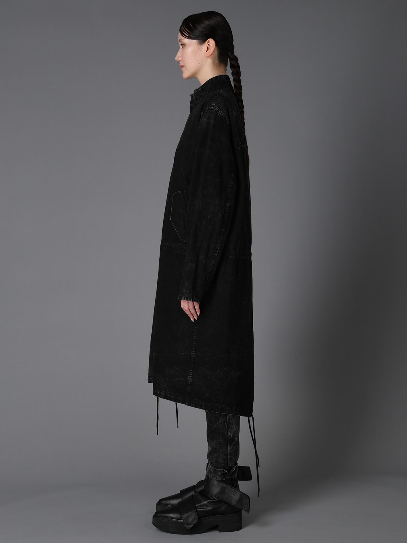 CHEMICAL BLEACHED DENIM MODS COAT