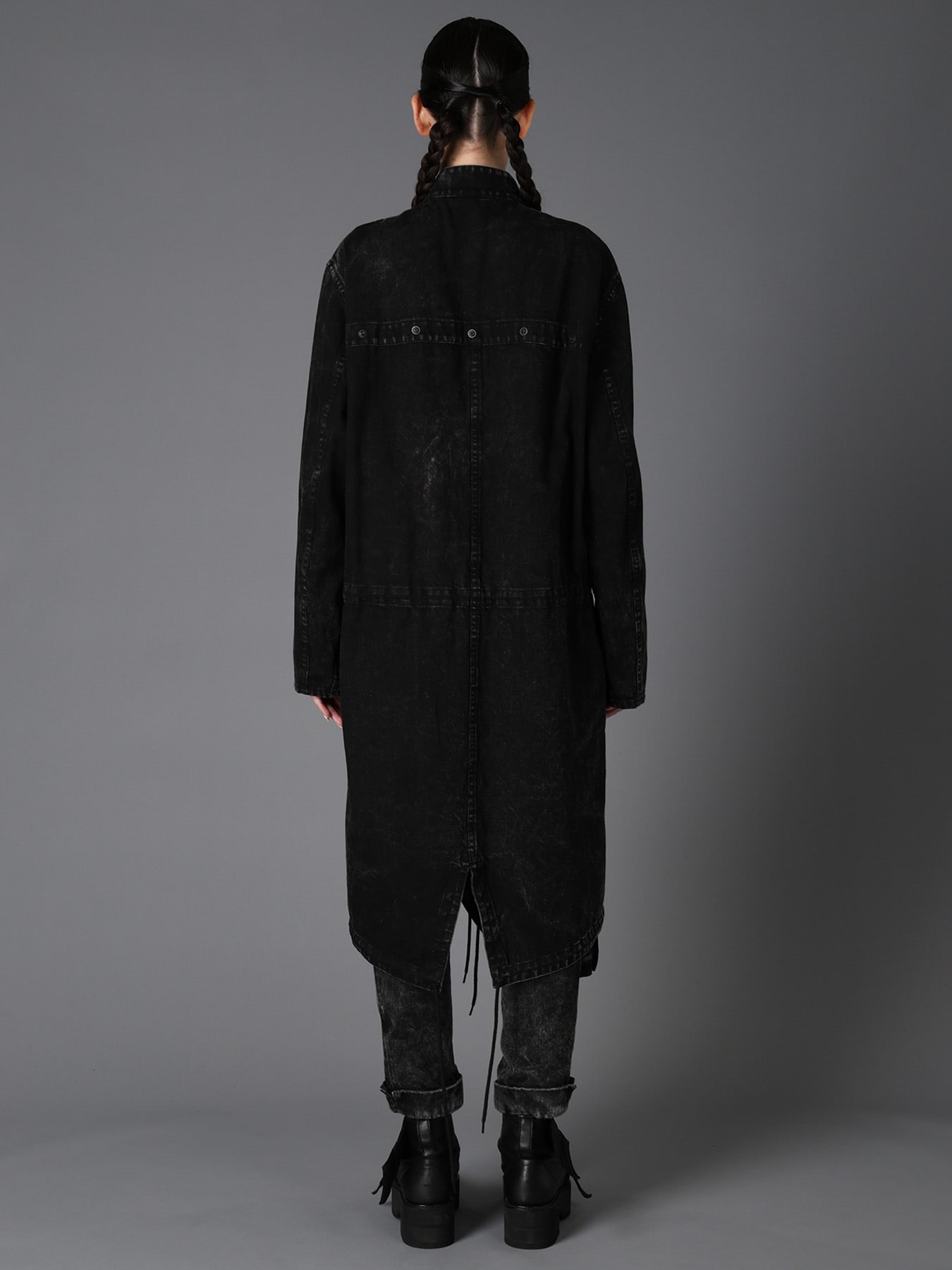 CHEMICAL BLEACHED DENIM MODS COAT(S Black): LIMI feu｜THE SHOP