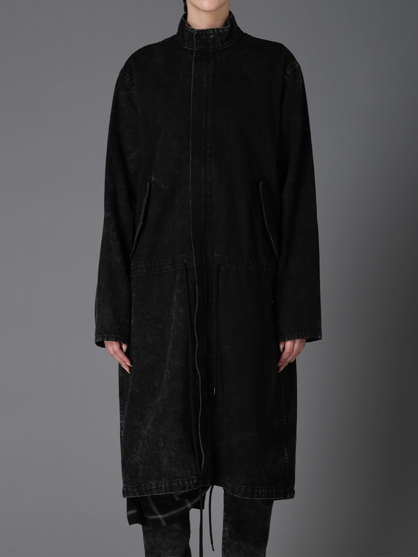 CHEMICAL BLEACHED DENIM MODS COAT