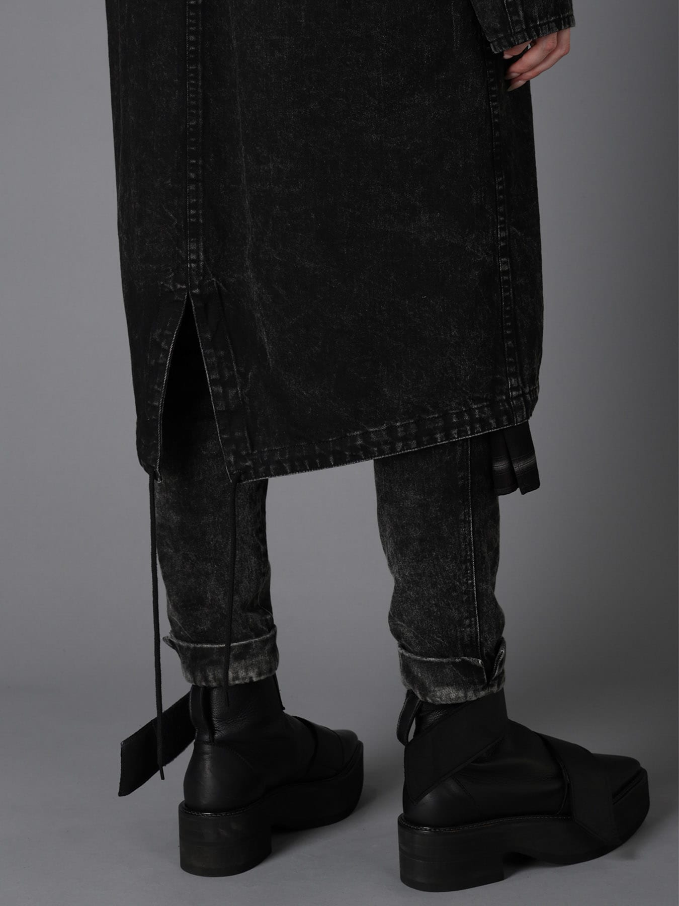 CHEMICAL BLEACHED DENIM MODS COAT
