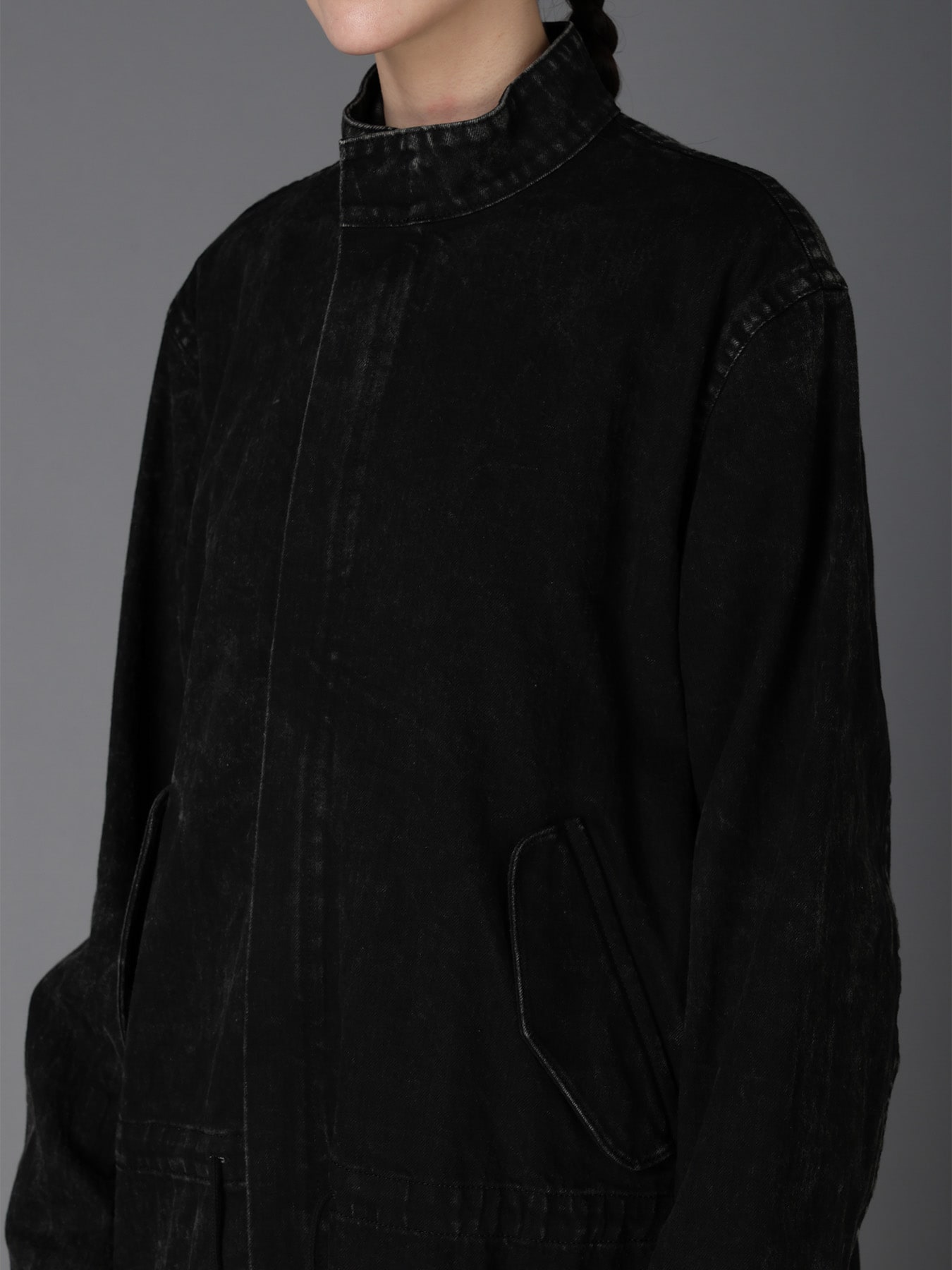 CHEMICAL BLEACHED DENIM MODS COAT