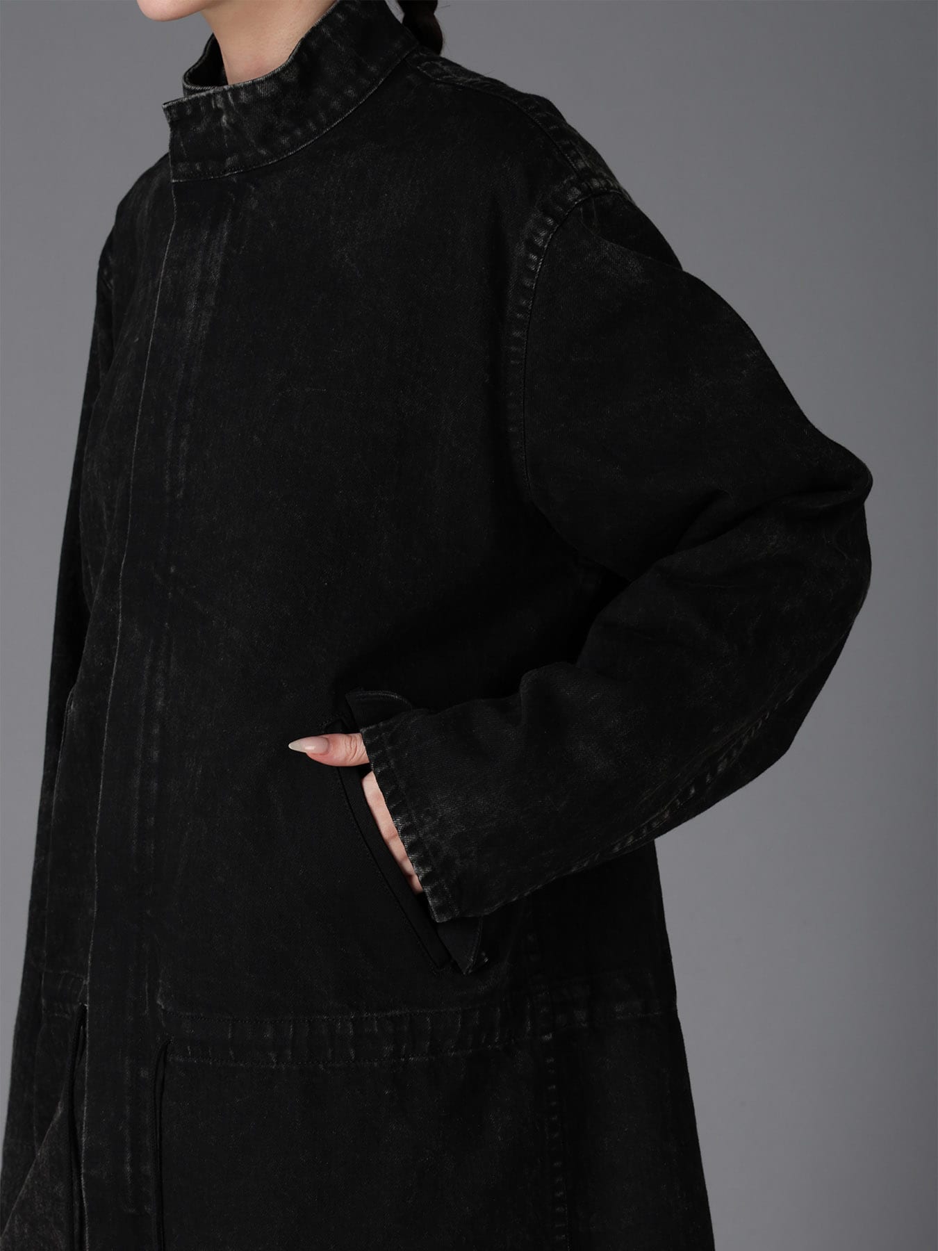 CHEMICAL BLEACHED DENIM MODS COAT(S Black): LIMI feu｜THE SHOP