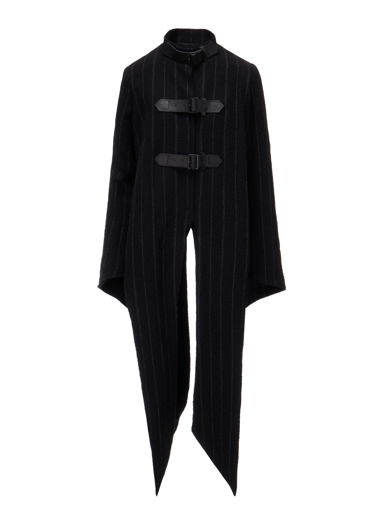 C/W STRIPE  BELTED LONG SLIT COAT