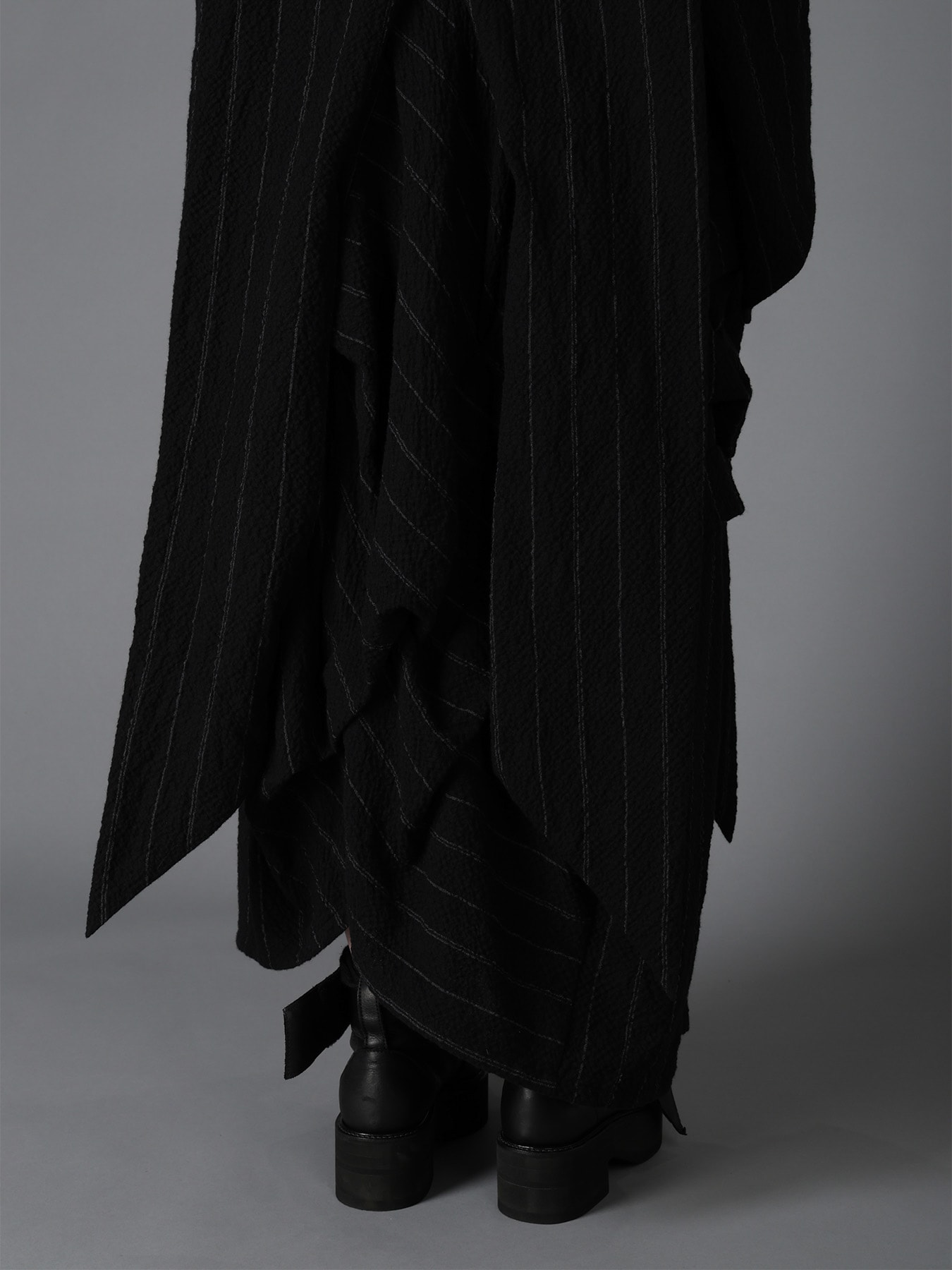 C/W STRIPE  BELTED LONG SLIT COAT