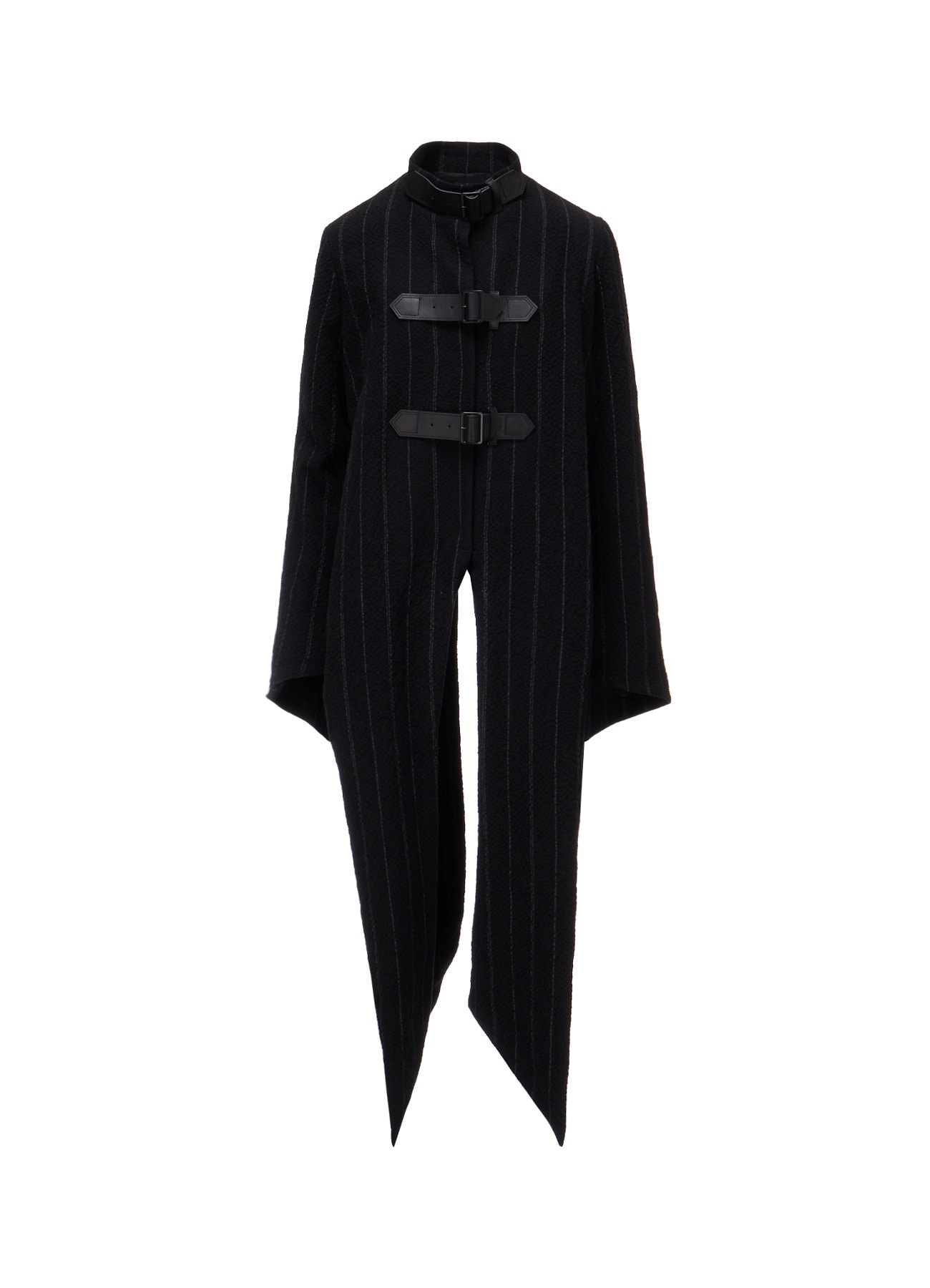 C/W STRIPE  BELTED LONG SLIT COAT