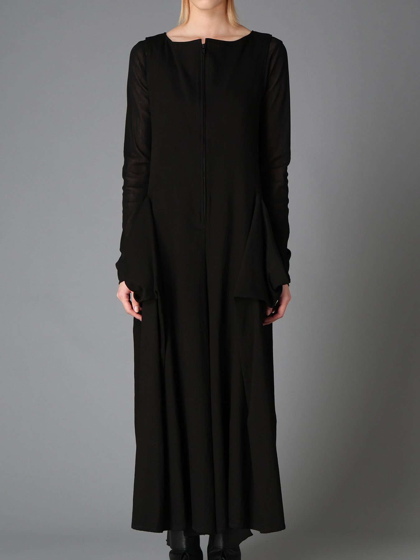 BK DENIM DRAPED POCKET JUMPSUIT(S Black): LIMI feu｜THE SHOP YOHJI