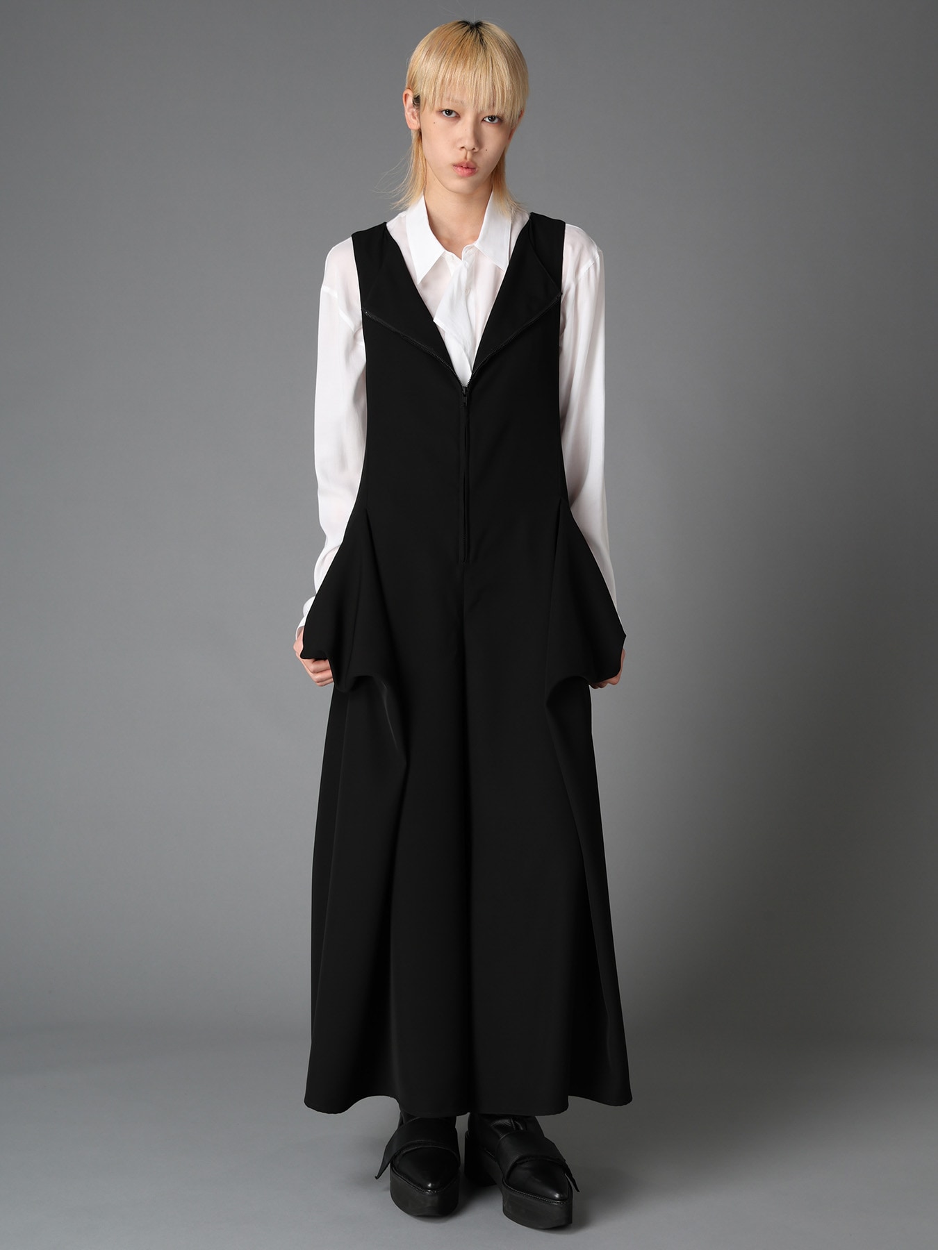 DOUBLE SATIN DRAPED POCKET JUMPSUIT