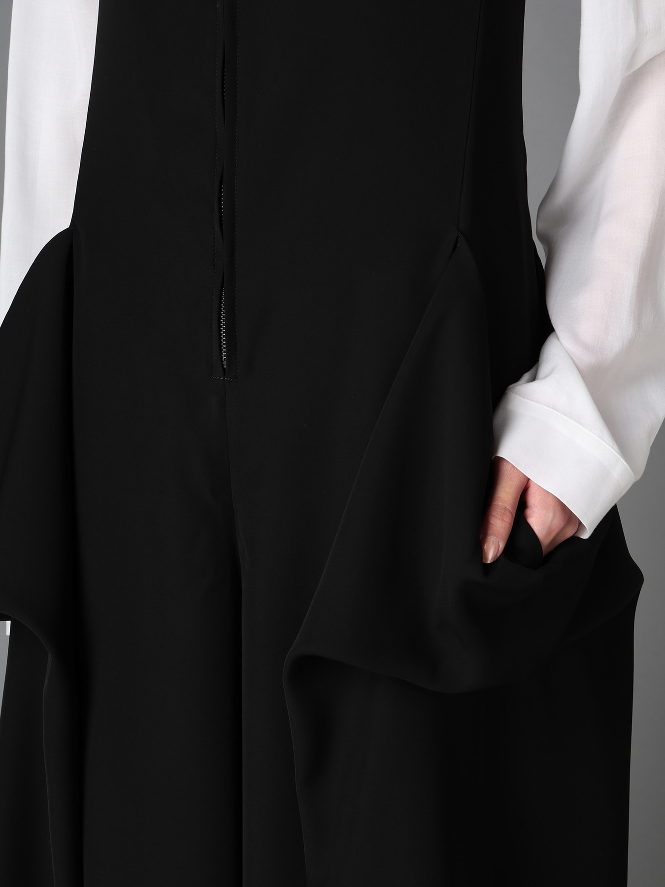 DOUBLE SATIN DRAPED POCKET JUMPSUIT
