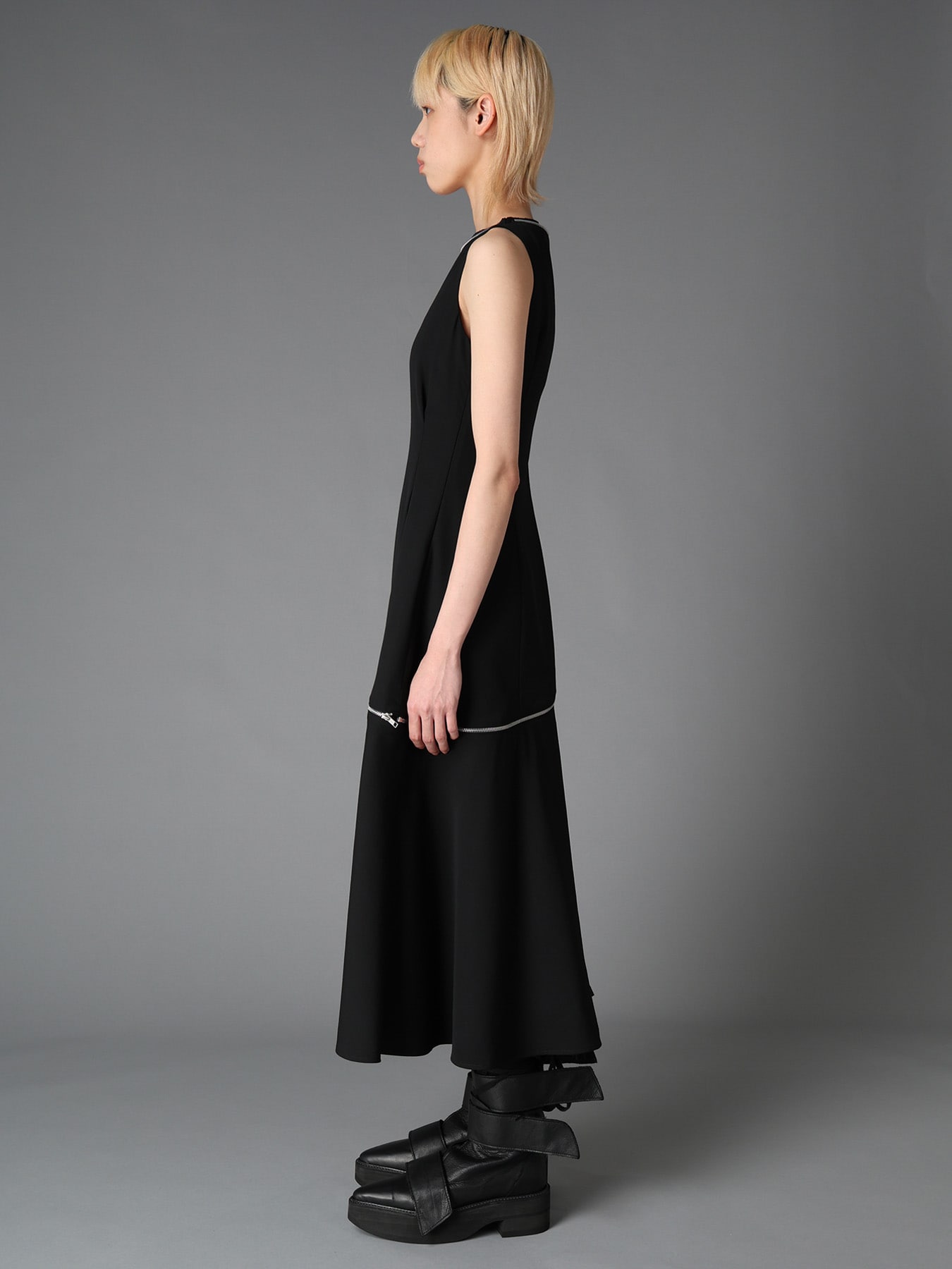 WOOL GABARDINE  ZIP PANEL DRESS