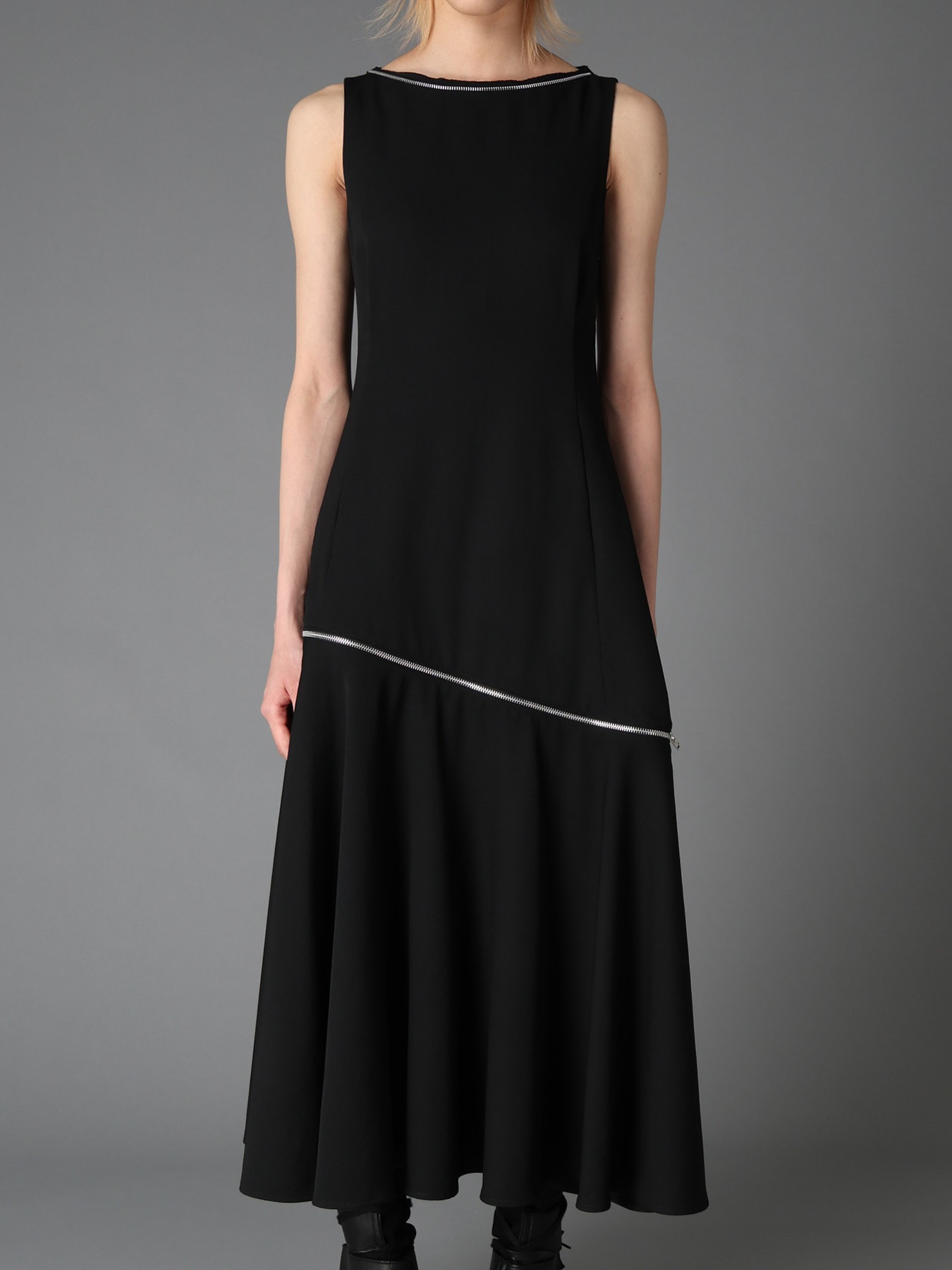 WOOL GABARDINE  ZIP PANEL DRESS