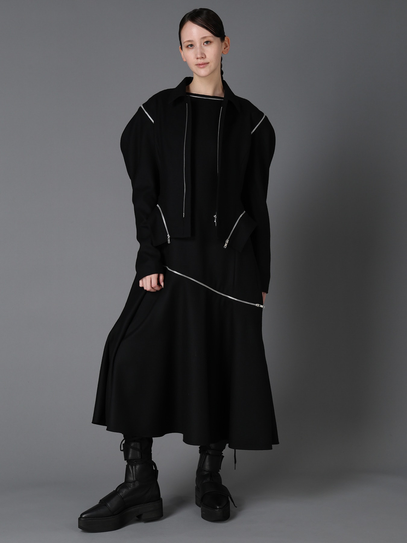 W/ SERGE ZIP PANEL DRESS(S Black): LIMI feu｜THE SHOP YOHJI YAMAMOTO