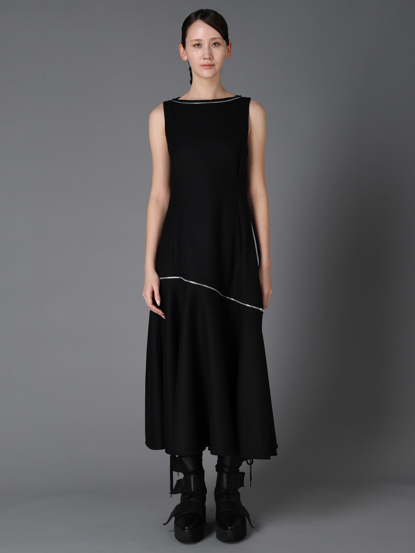 W/ SERGE ZIP PANEL DRESS(S Black): LIMI feu｜THE SHOP YOHJI YAMAMOTO