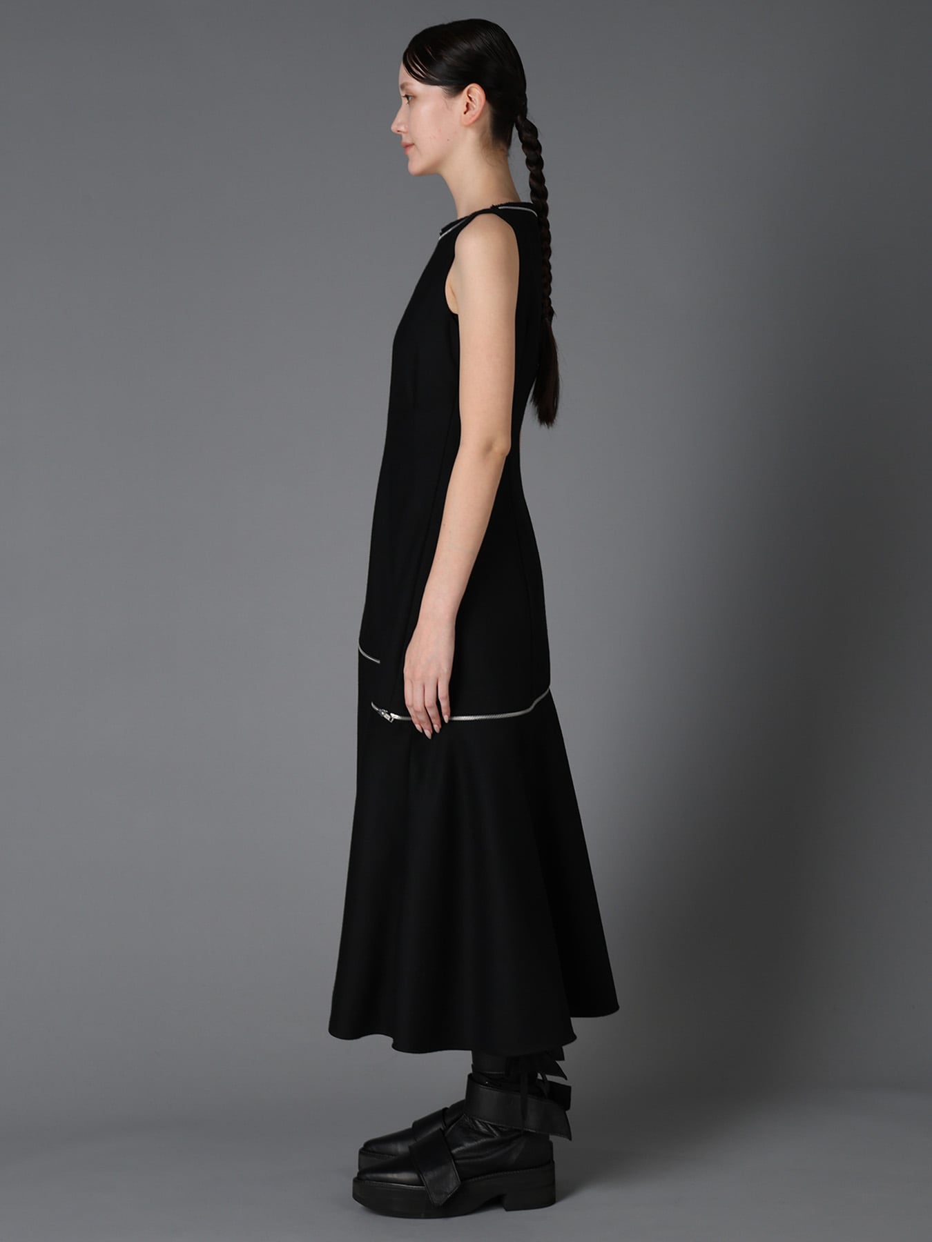W/ SERGE ZIP PANEL DRESS(S Black): LIMI feu｜THE SHOP YOHJI YAMAMOTO