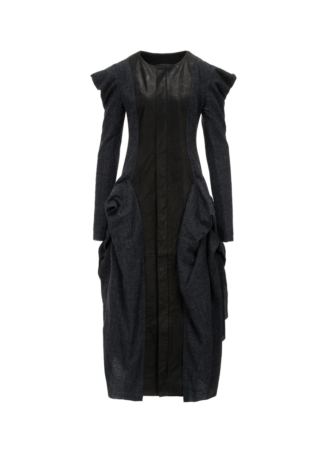 HERRINGBONE PUFF DETAIL DRAPED DRESS