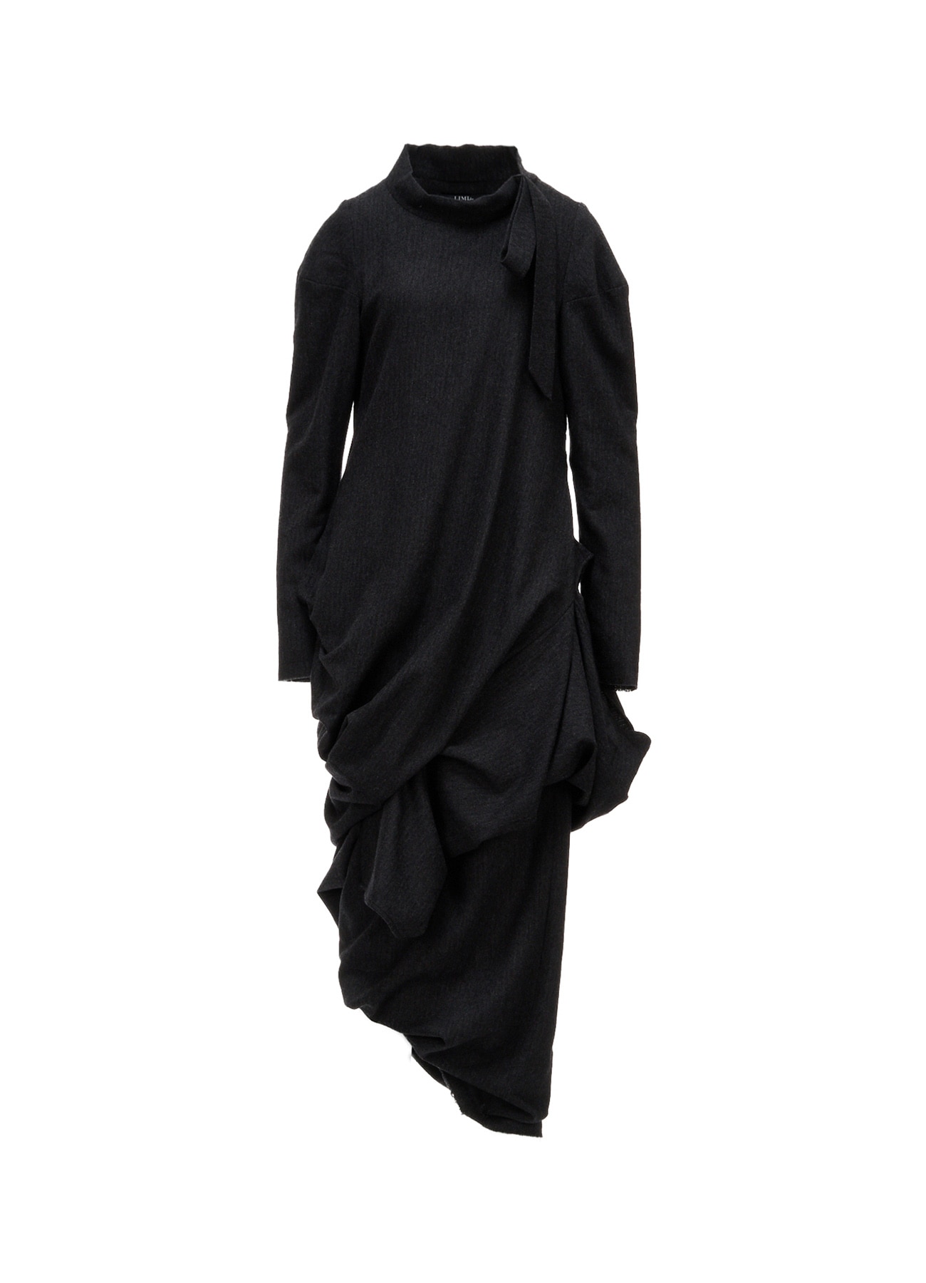 WOOL HERRINGBONE DRAPED DRESS
