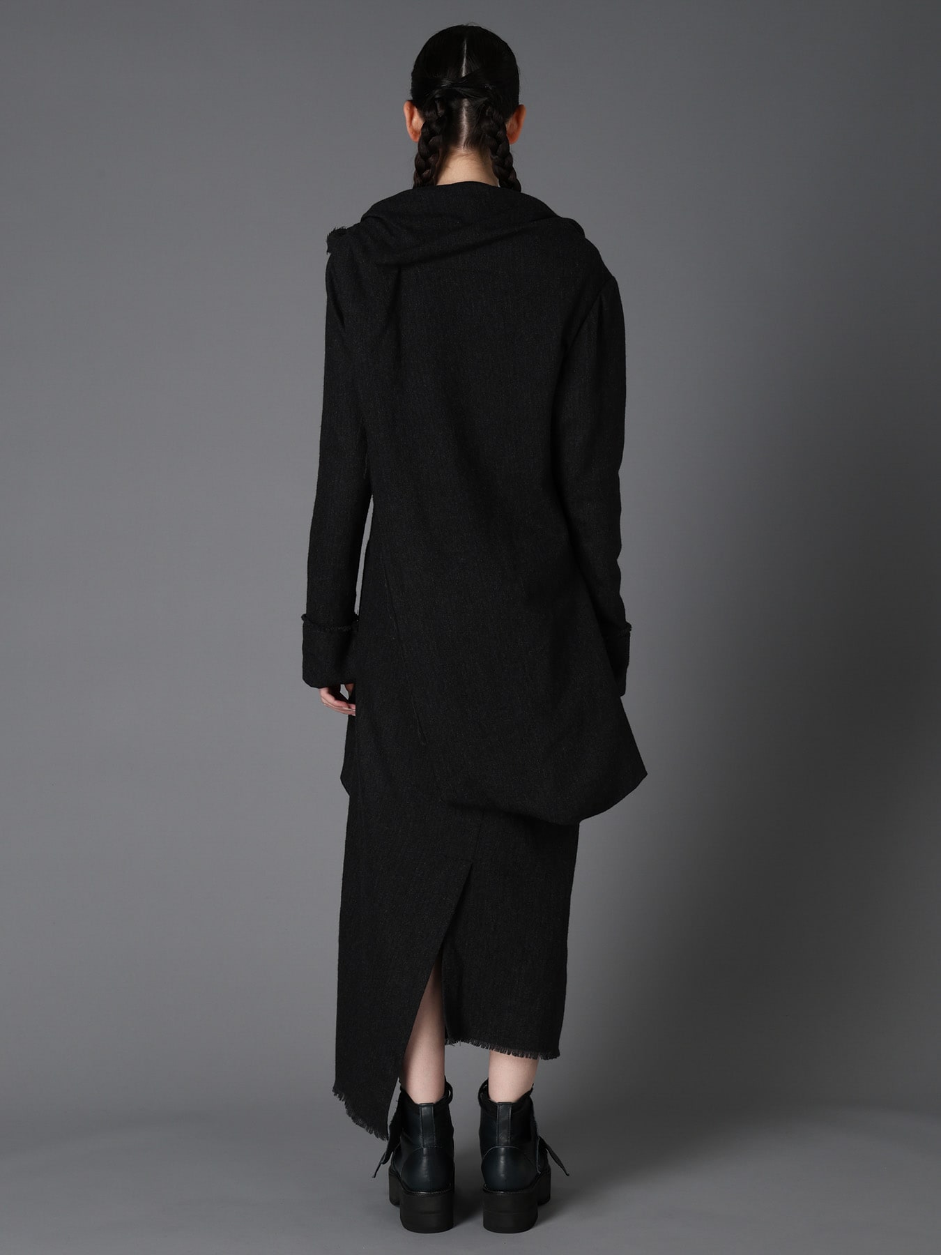 WOOL HERRINGBONE KNOT DETAIL DRESS
