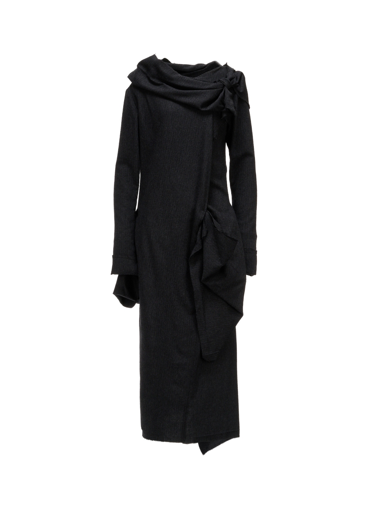 WOOL HERRINGBONE KNOT DETAIL DRESS