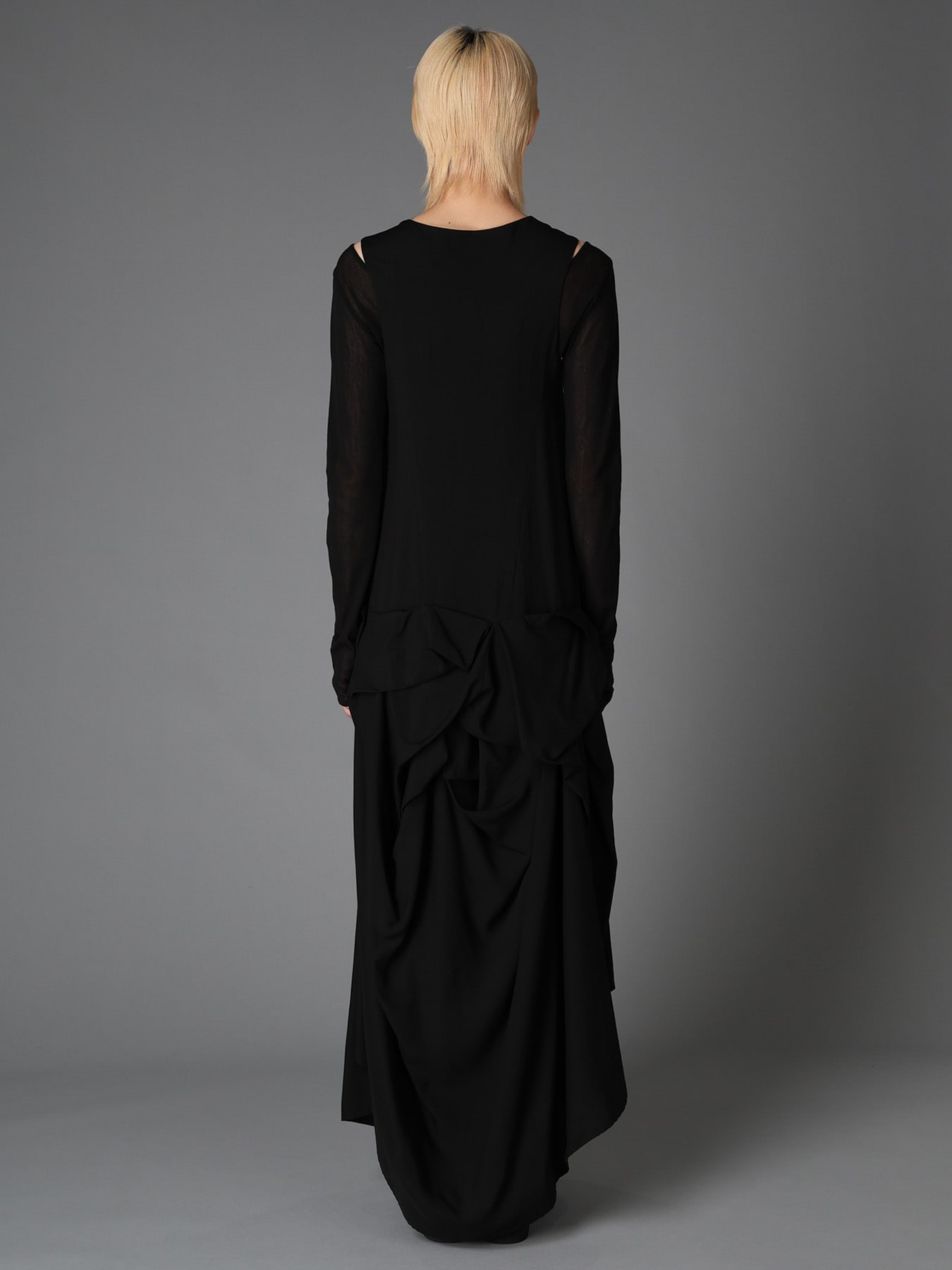 HIGH TWIST GABARDINE DRAPED SKIRT DRESS