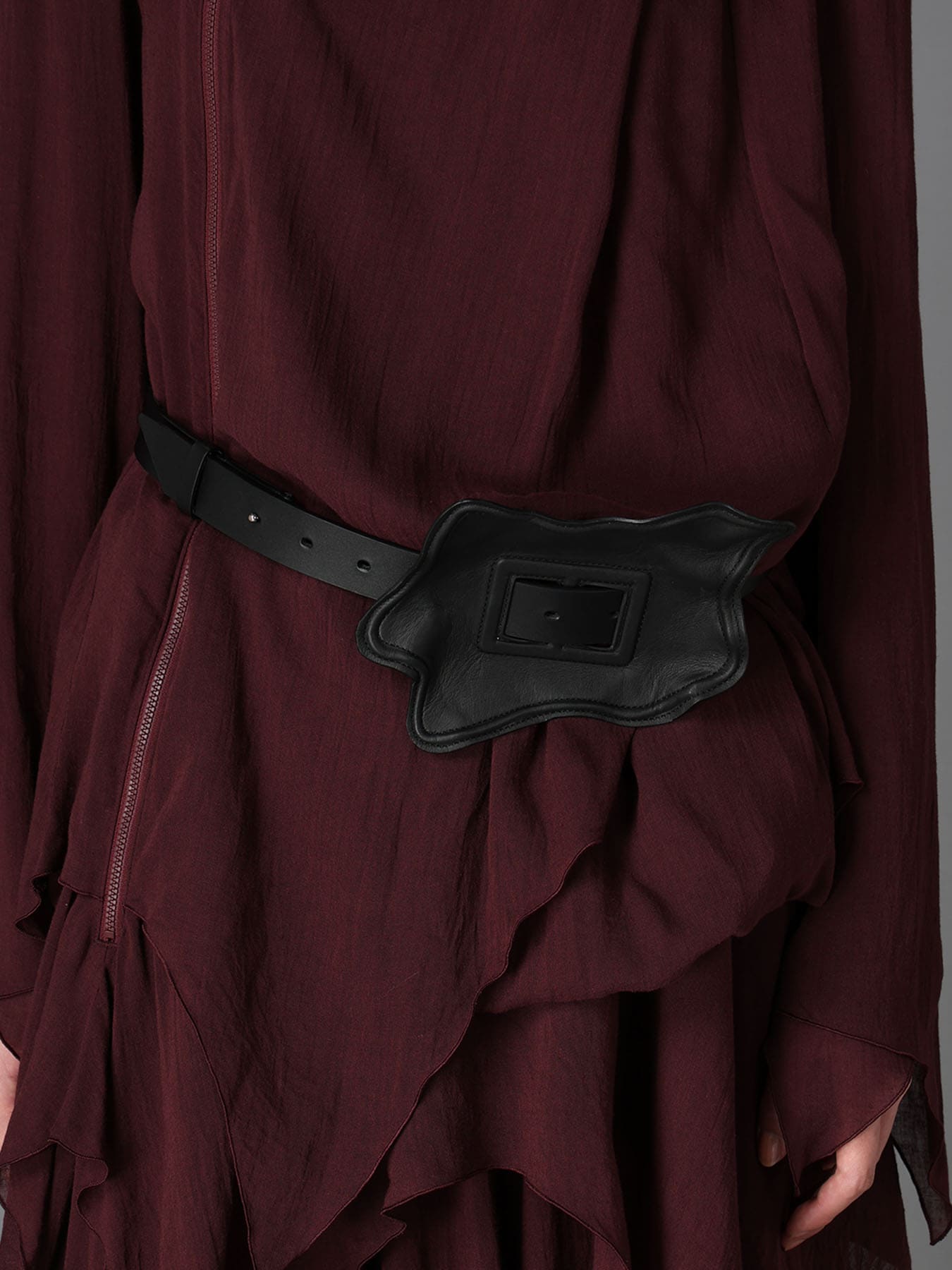 TANNED LEATHER COMBINATION ASYMMETRIC LEATHER WRAPPED BELT(S Black