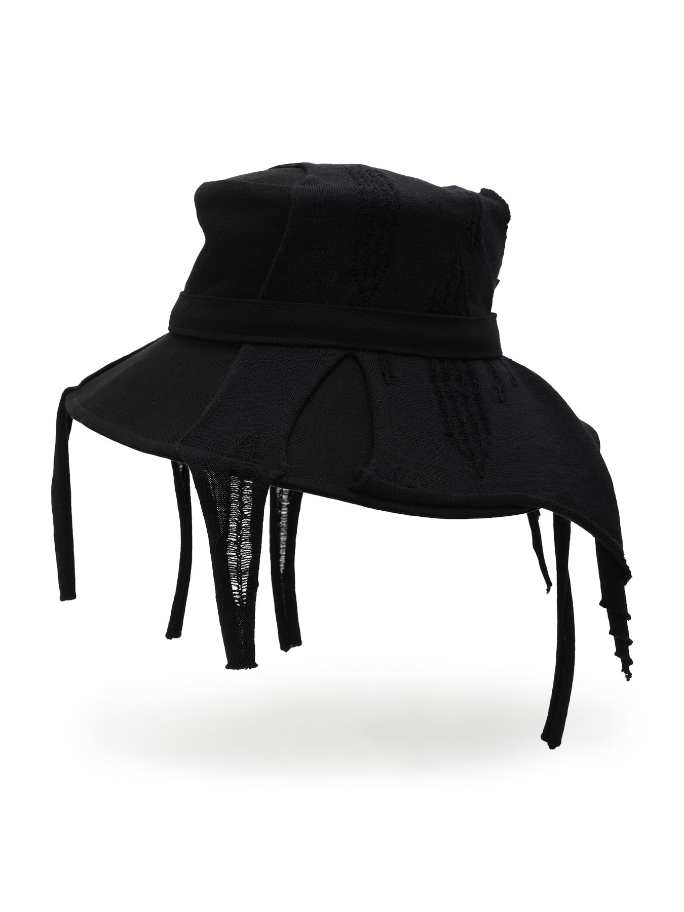 COTTON DENIM+ FLAT KNIT  WIDE BRIM HAT