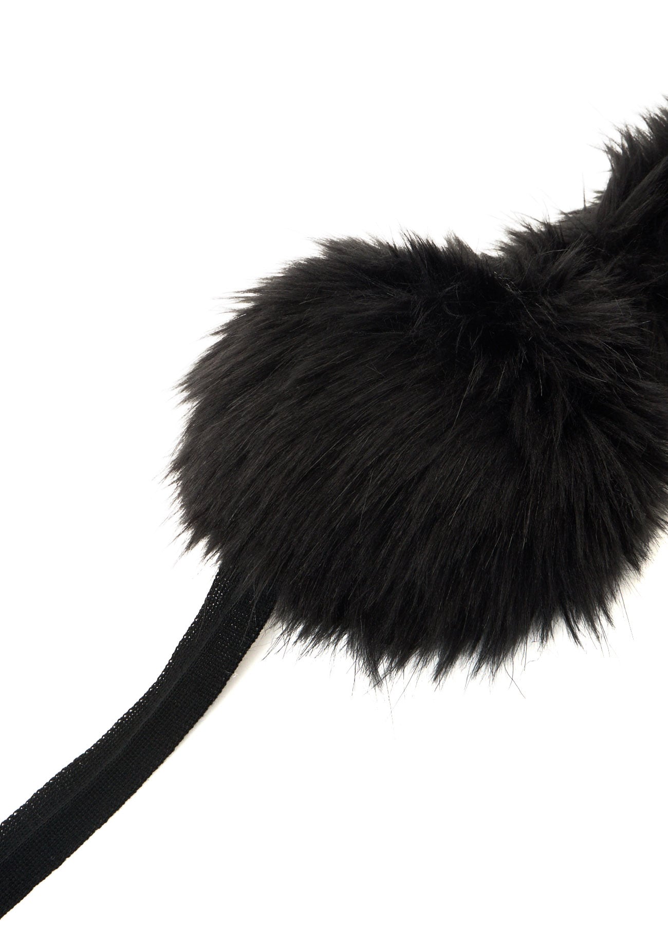 LONG FUR+MOIST TANNED KIP LEATHER RIBBON EARMUFFS