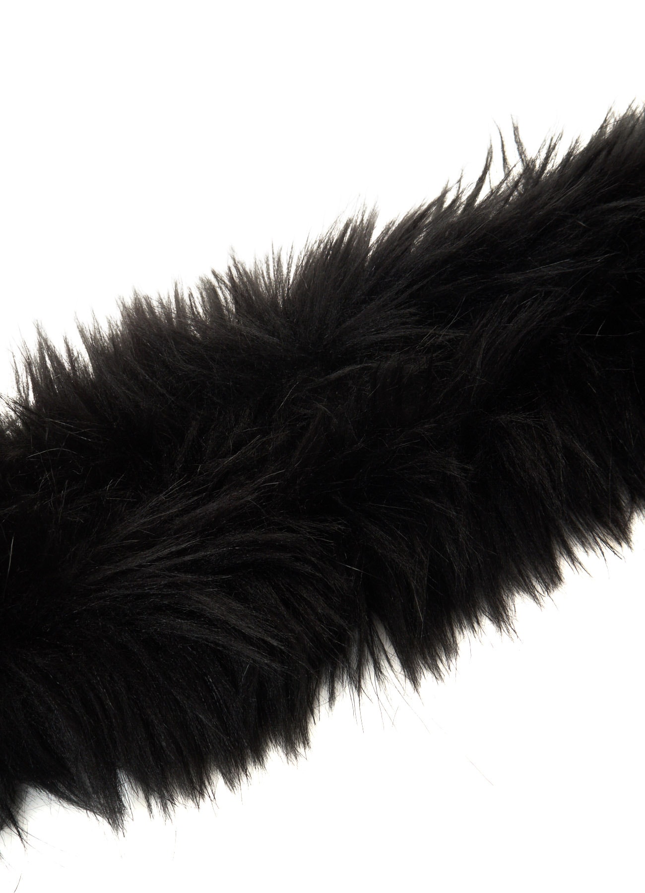 LONG FUR+MOIST TANNED KIP LEATHER RIBBON EARMUFFS