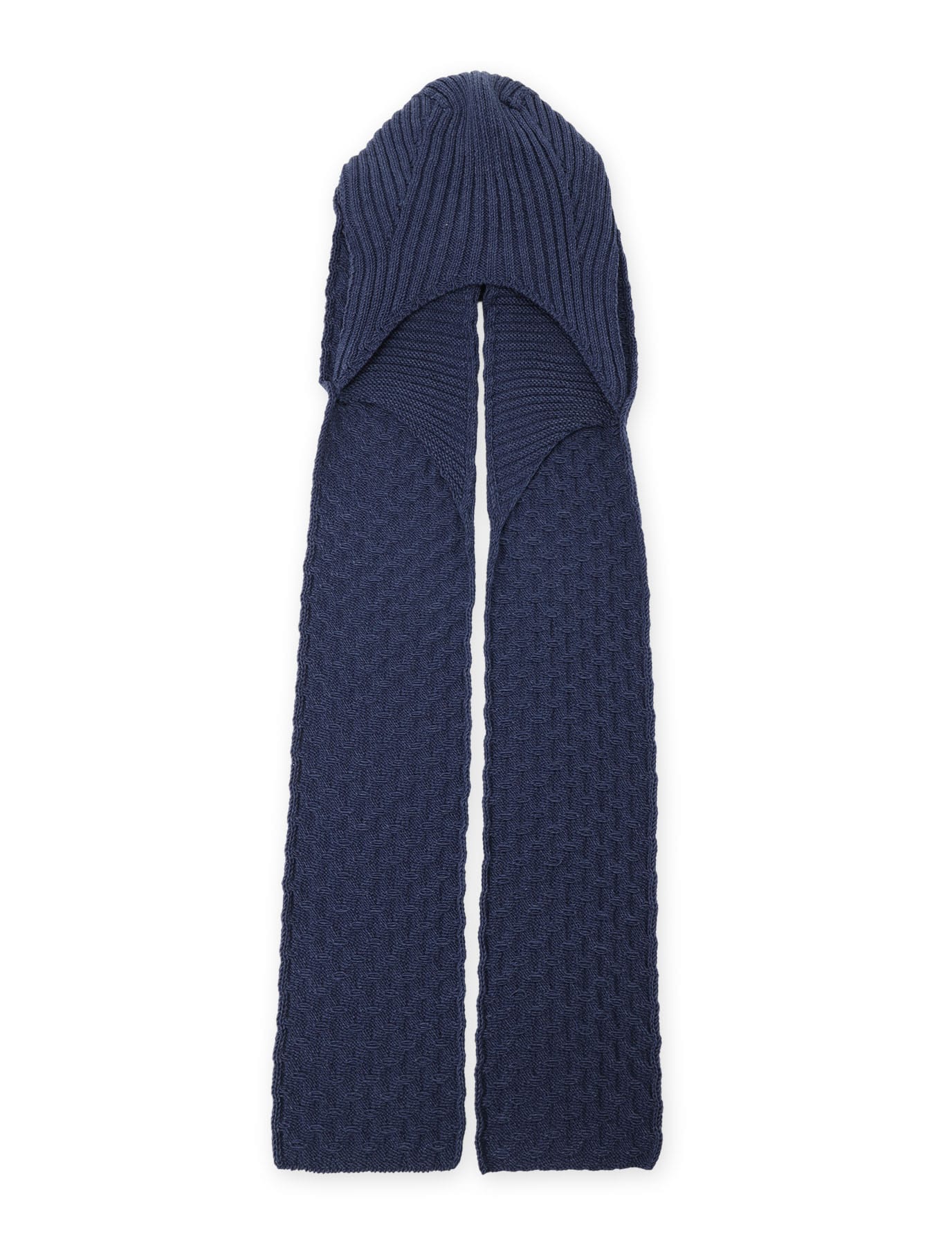 BOBBLE RIB KNIT HOODED SCARF
