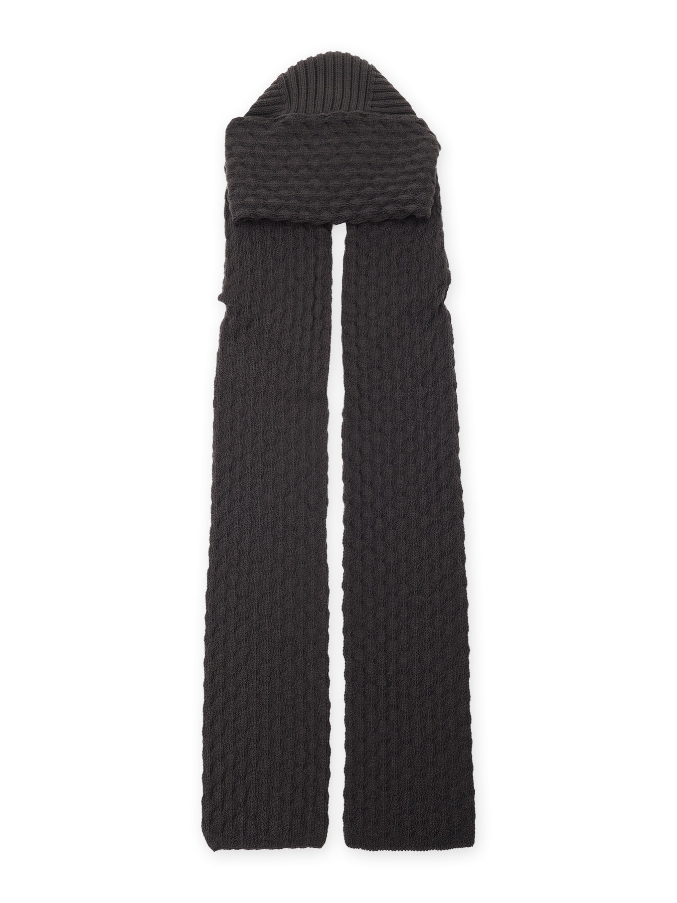 BOBBLE RIB KNIT HOODED SCARF