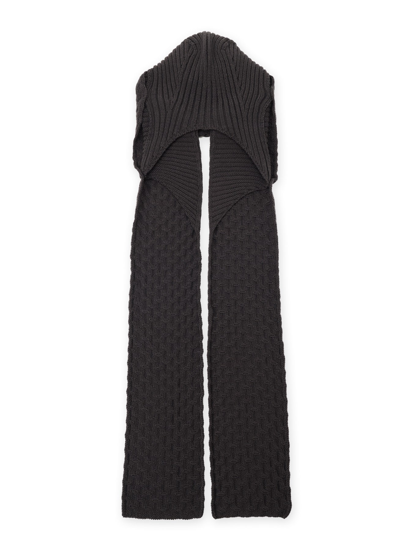 BOBBLE RIB KNIT HOODED SCARF