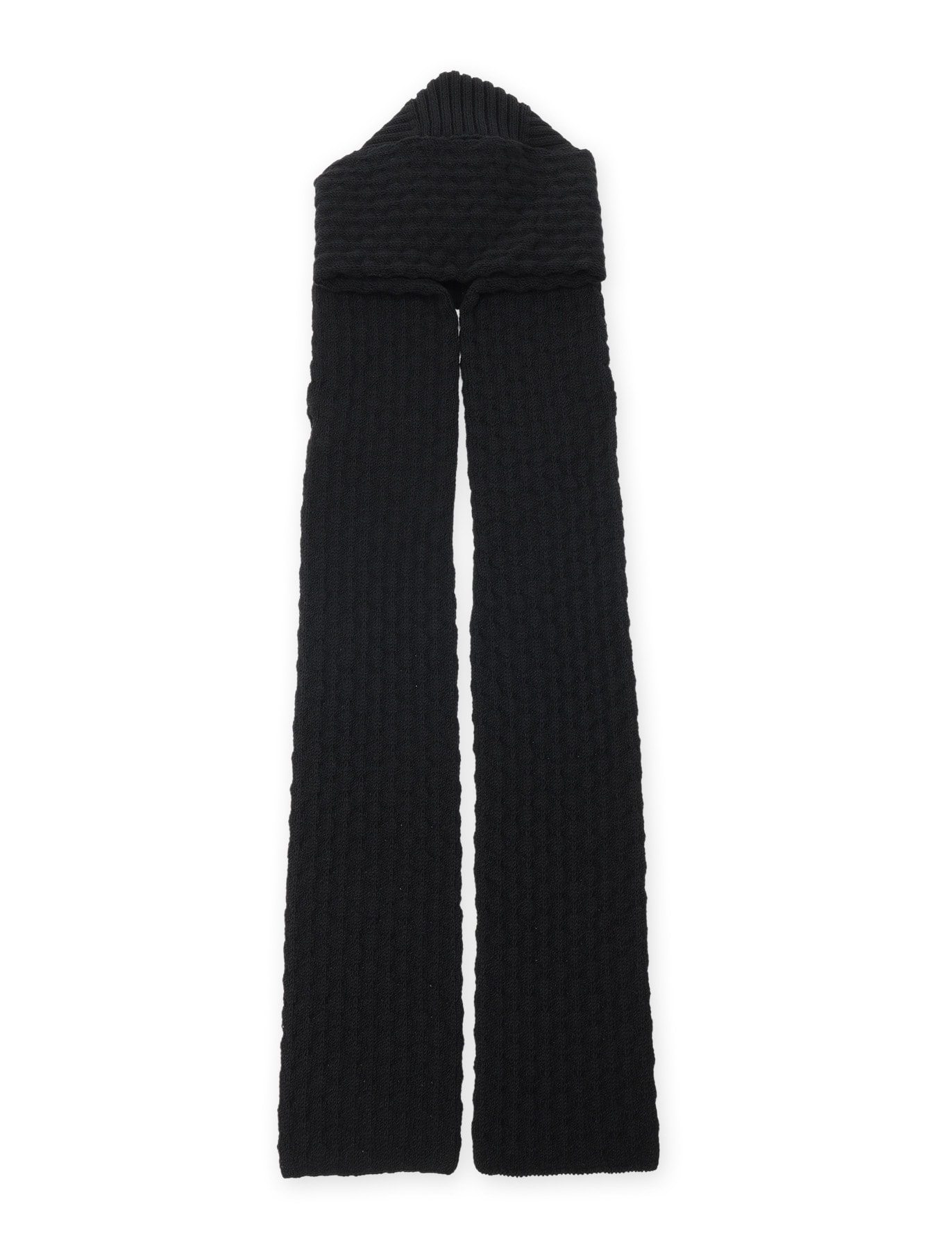 BOBBLE RIB KNIT HOODED SCARF