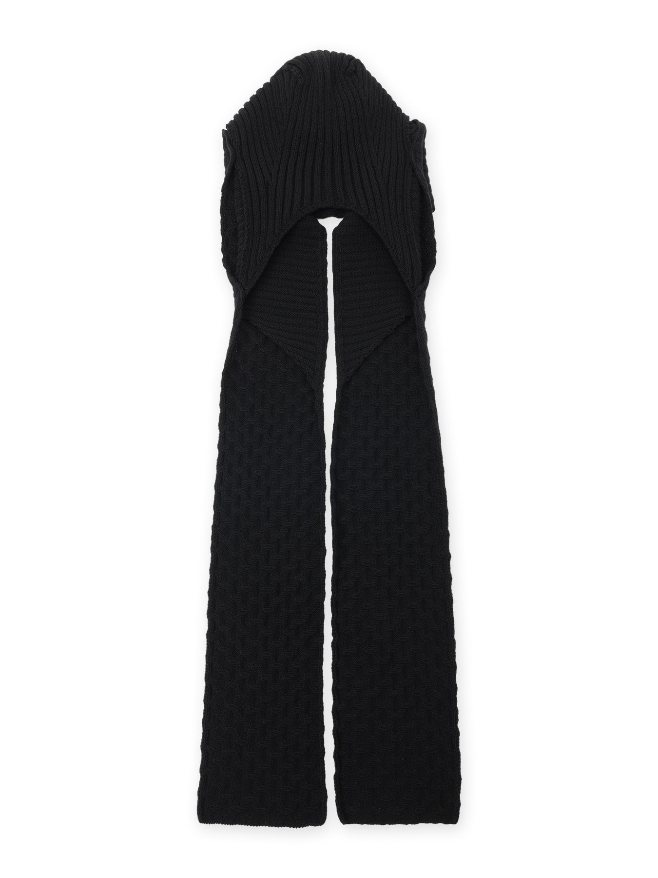 BOBBLE RIB KNIT HOODED SCARF