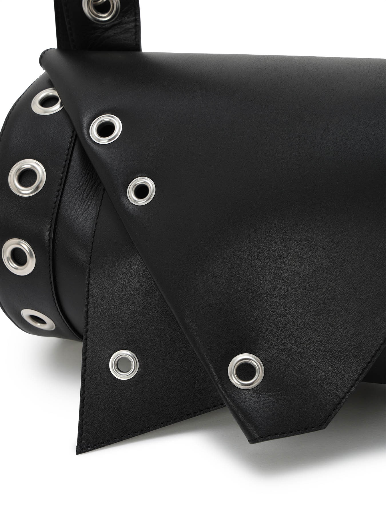 OIL TANNED LEATHER EYELET DETAIL ROUND BAG
