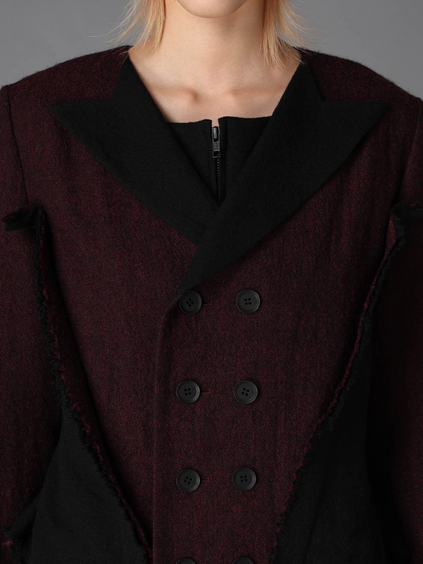 LIGHT SERGE C DOUBLE FRONT PANEL JACKET(S Black): LIMI feu｜THE