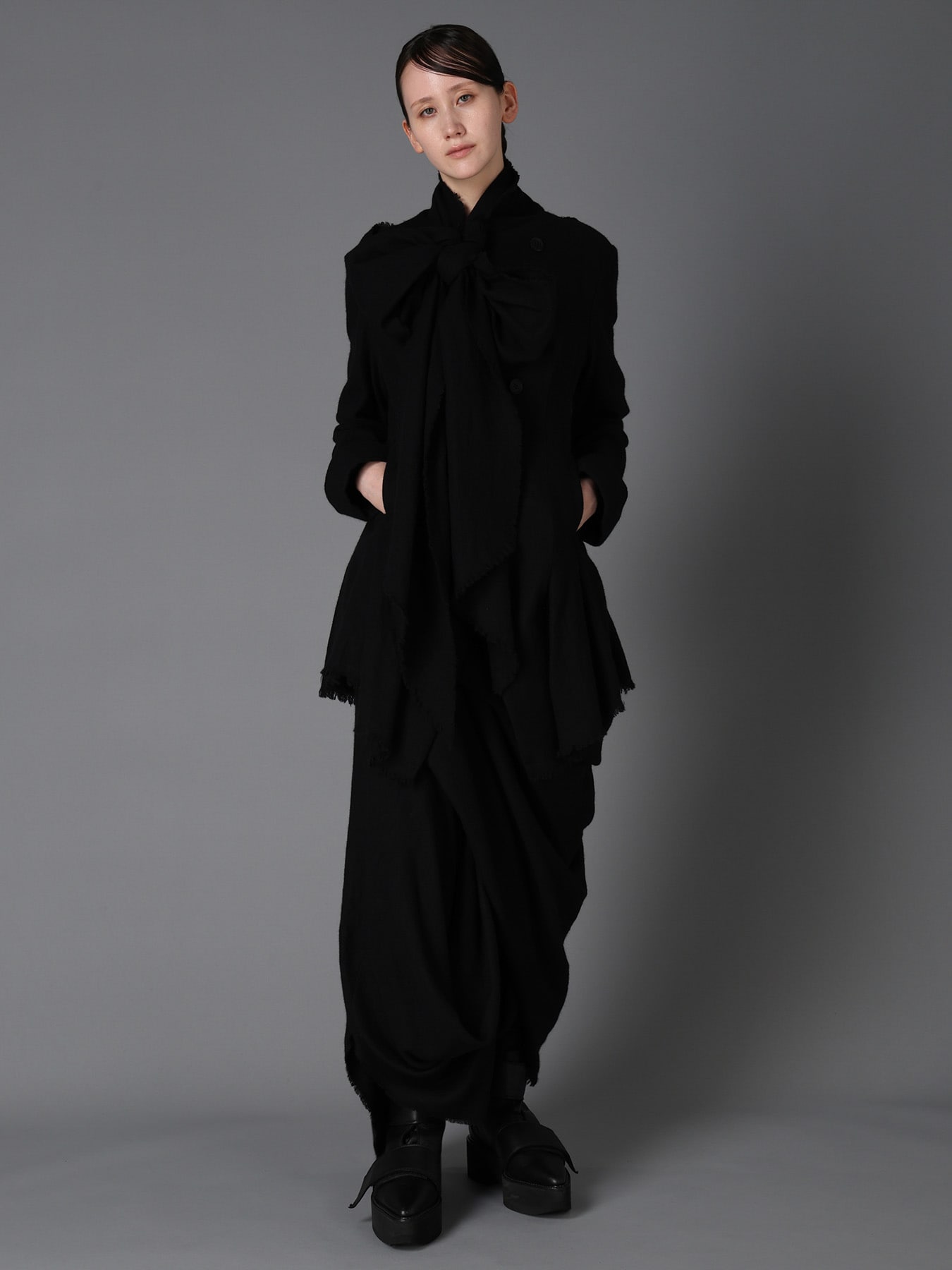HERRINGBONE RIBBON DETAIL DOUBLE JACKET