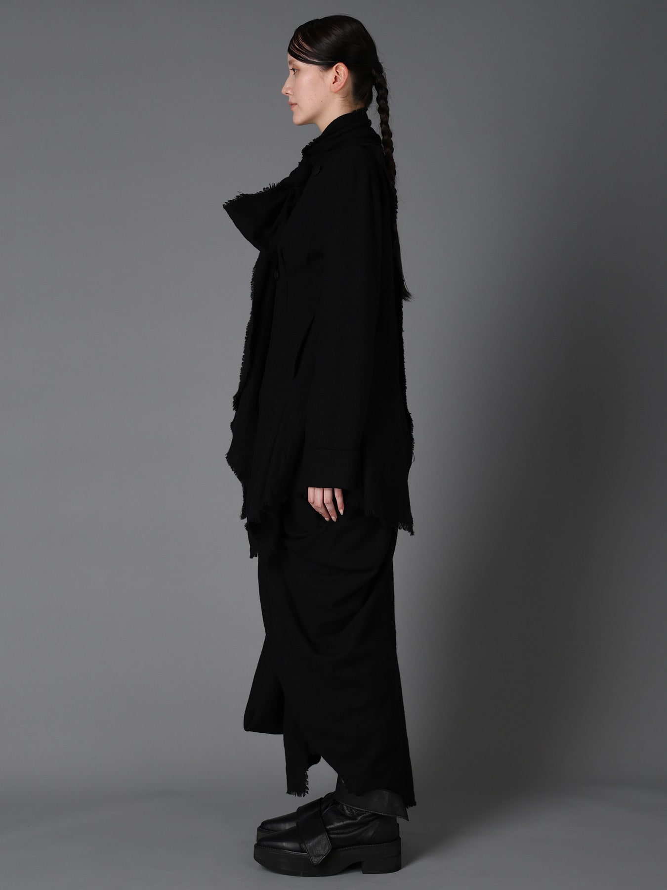 HERRINGBONE RIBBON DETAIL DOUBLE JACKET