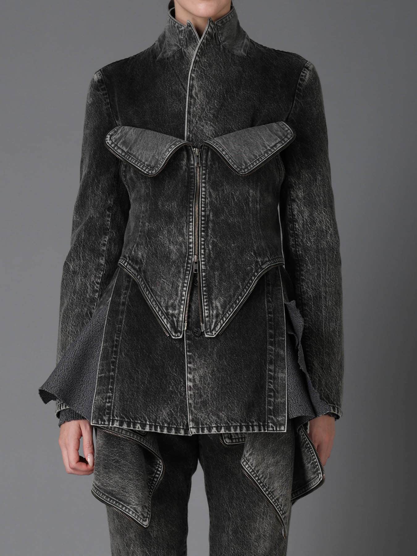 MIST BLEACHED DENIM BUSTIER DETAIL JACKET