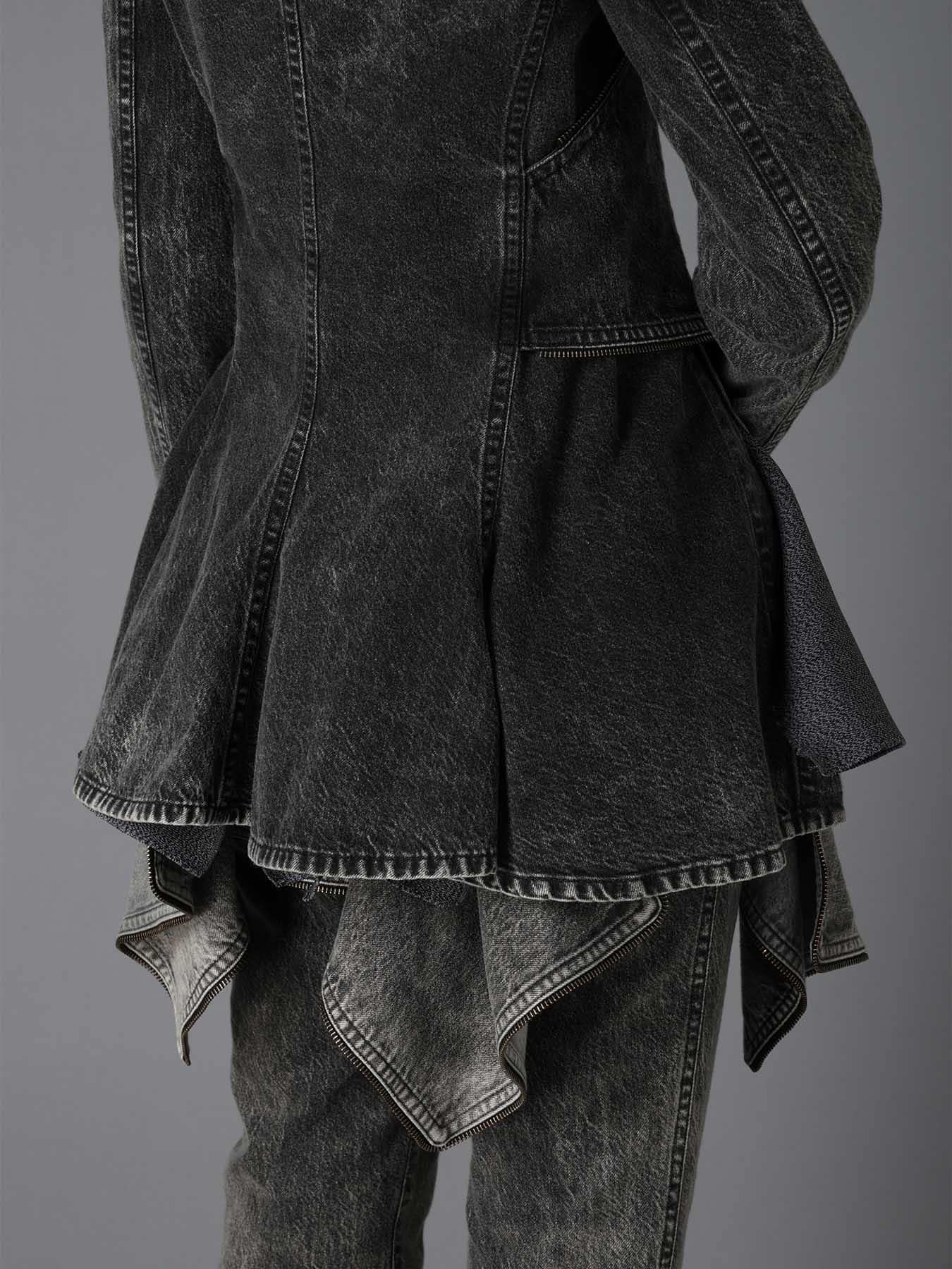 MIST BLEACHED DENIM BUSTIER DETAIL JACKET