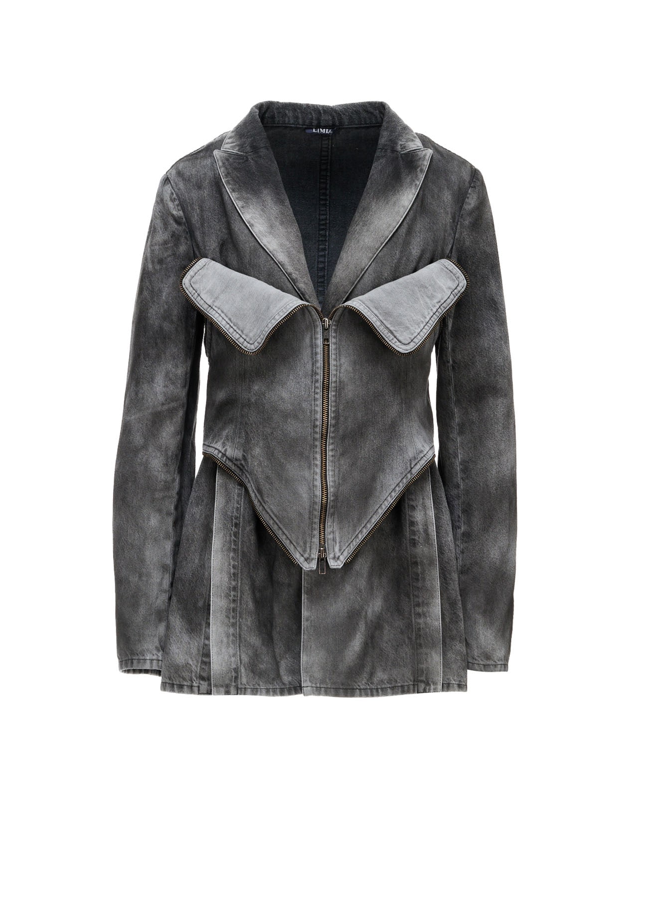MIST BLEACHED DENIM BUSTIER DETAIL JACKET