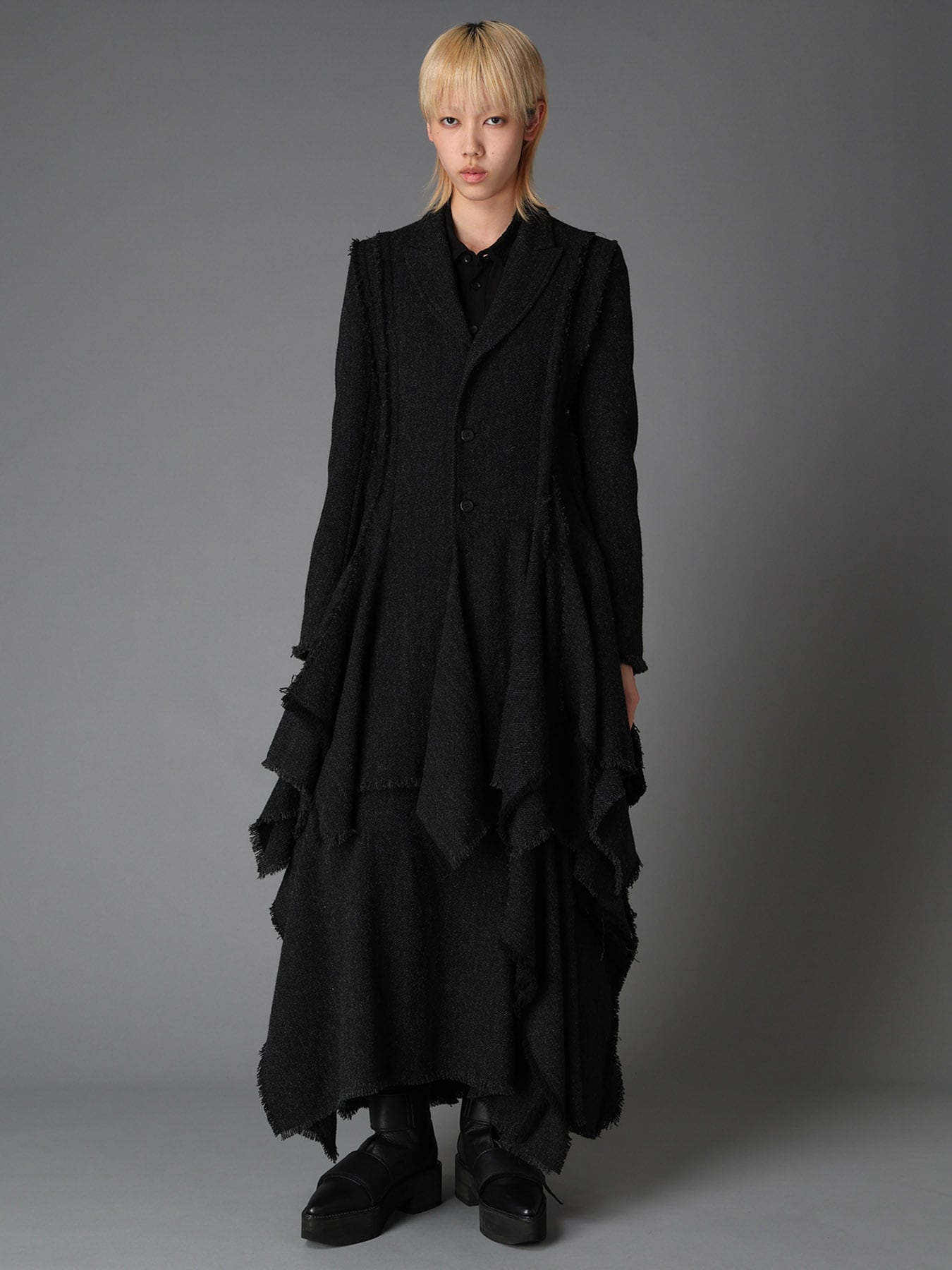TOP DYED TWEED FLARED PANEL JACKET B(S Black): LIMI feu｜THE SHOP