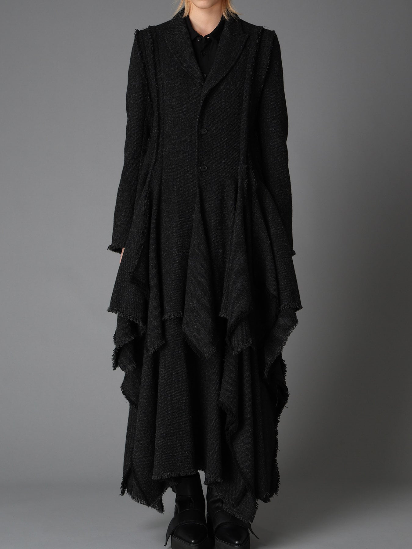 TOP DYED TWEED FLARED PANEL JACKET B(S Black): LIMI feu｜THE SHOP