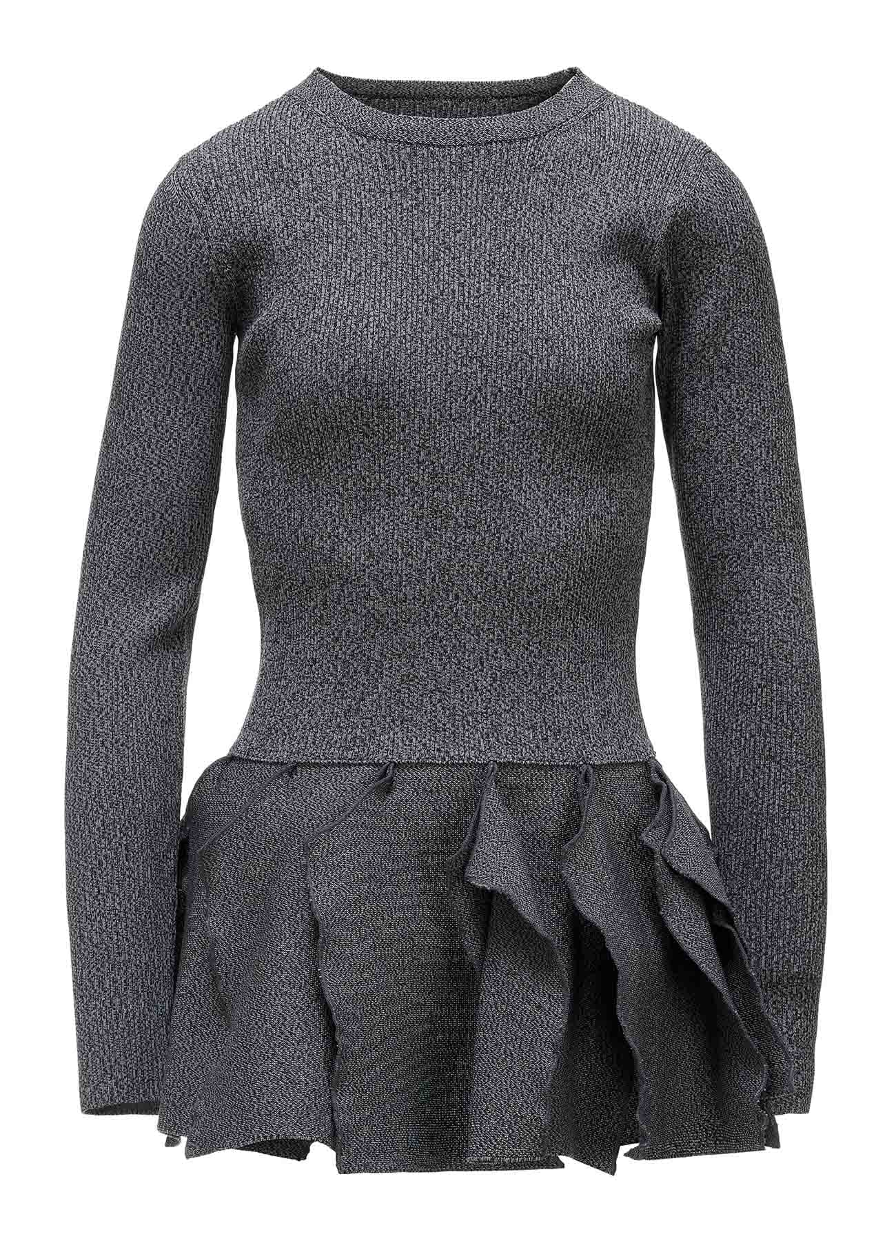 HIGH-GAUGE 3D KNIT FRILLED PULLOVER