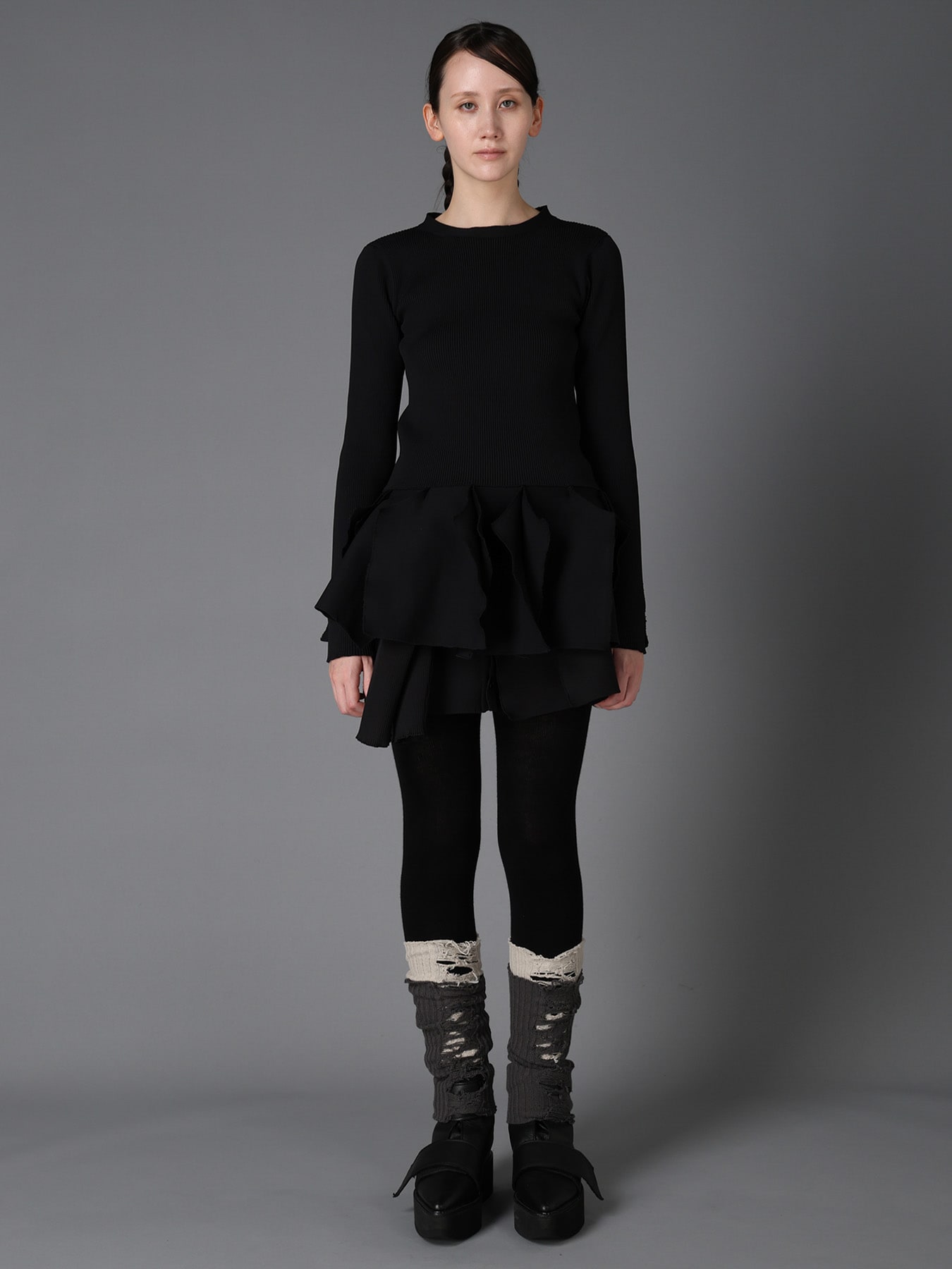 HIGH-GAUGE 3D KNIT FRILLED PULLOVER