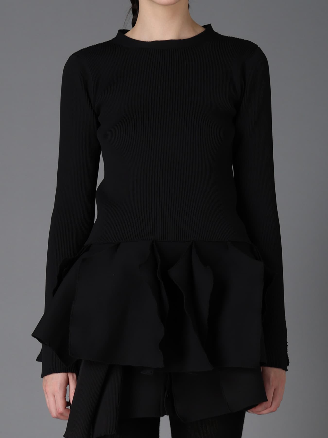 HIGH-GAUGE 3D KNIT FRILLED PULLOVER