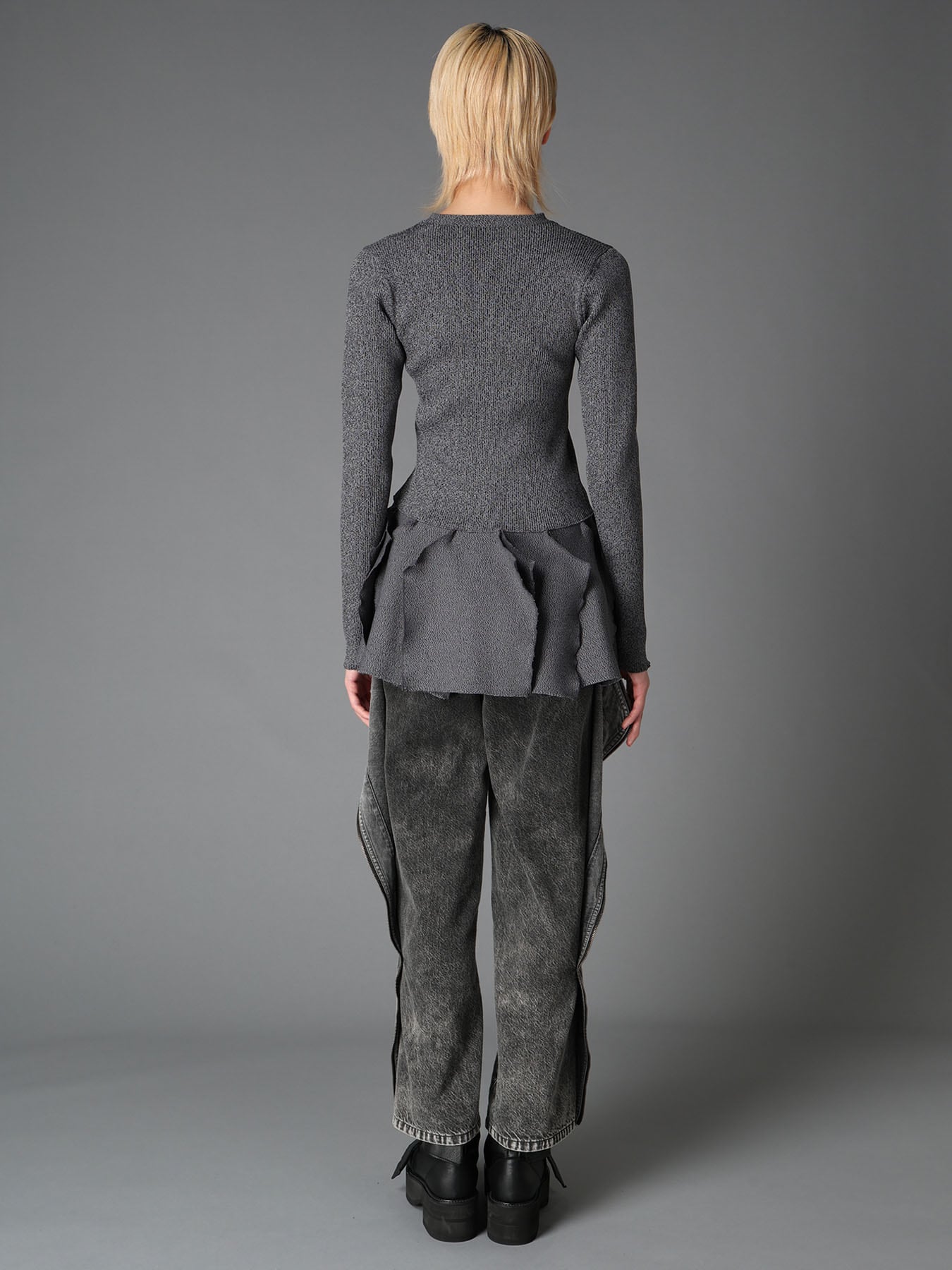 HIGH-GAUGE 3D KNIT FRILLED CARDIGAN